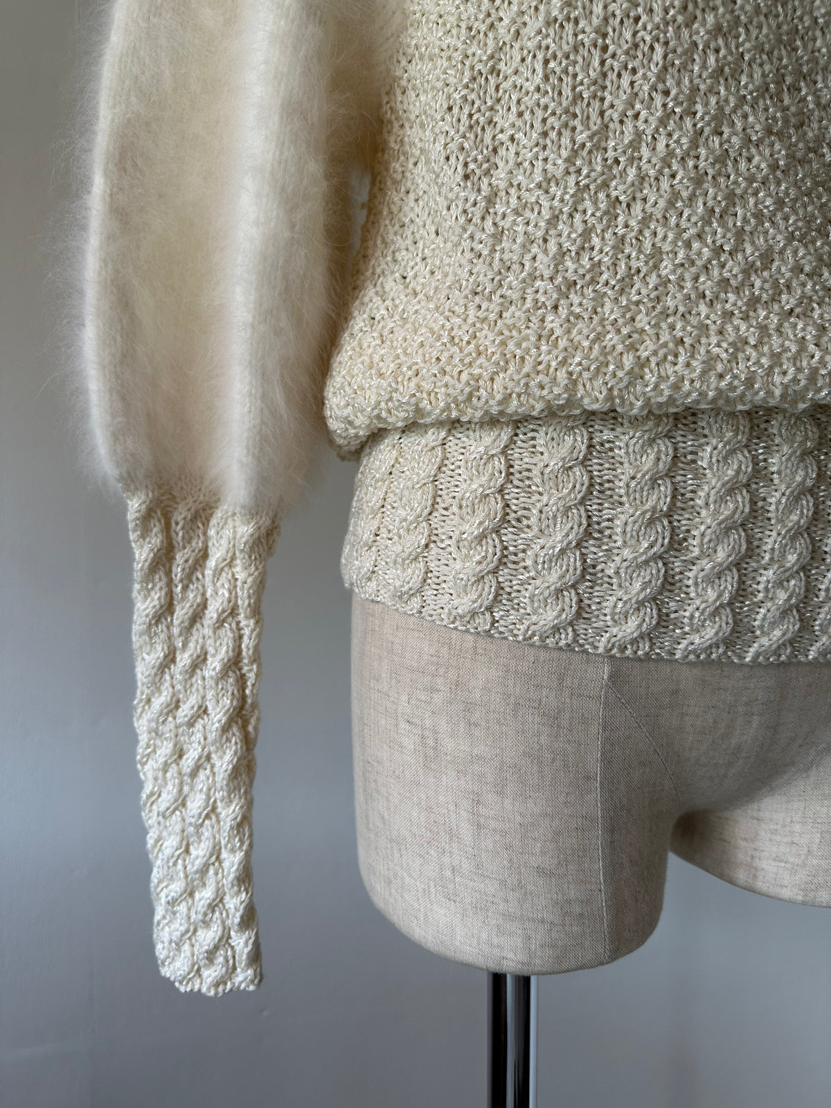 fur sleeve design knit tops