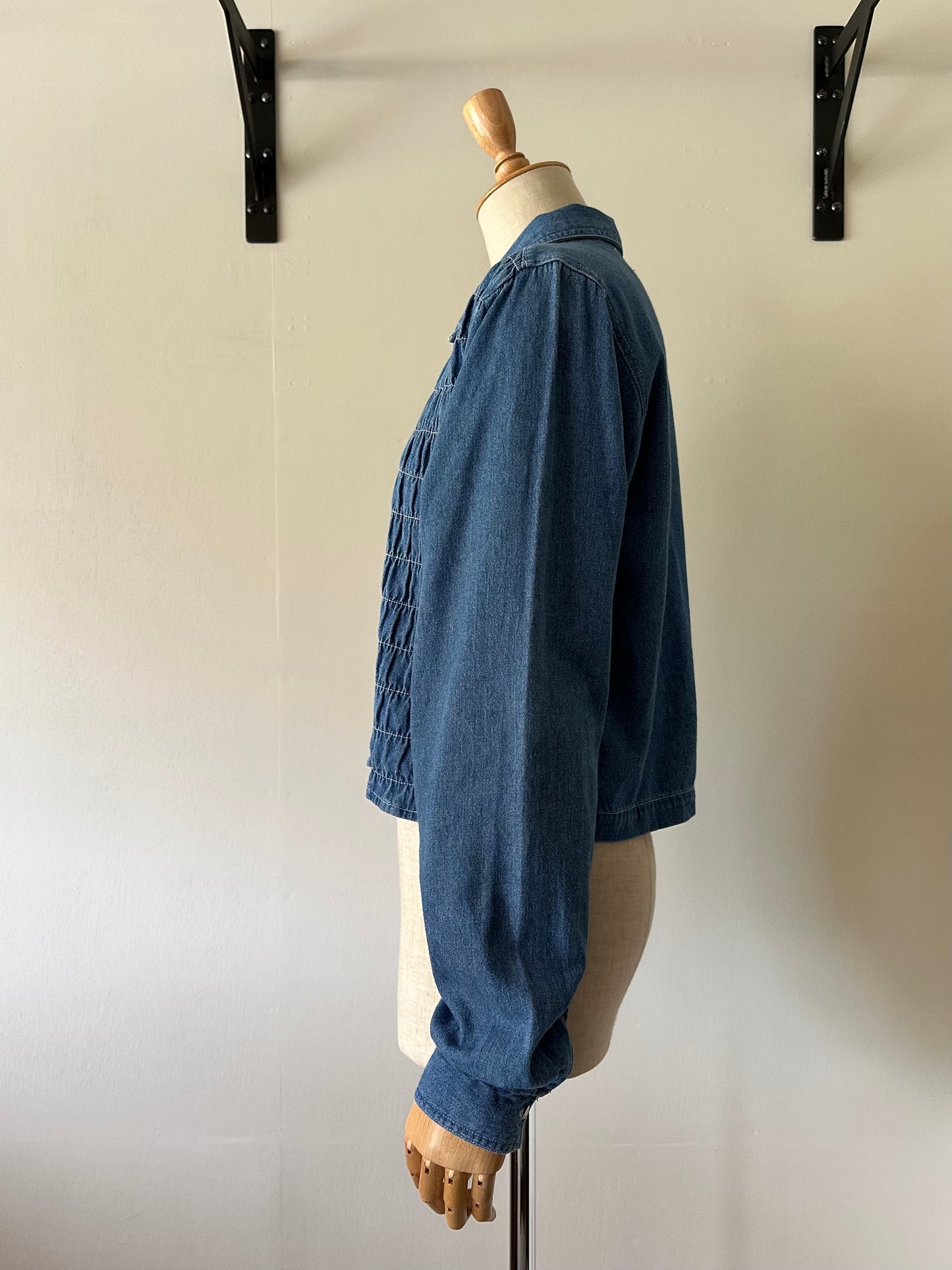 zip up shirring shirt