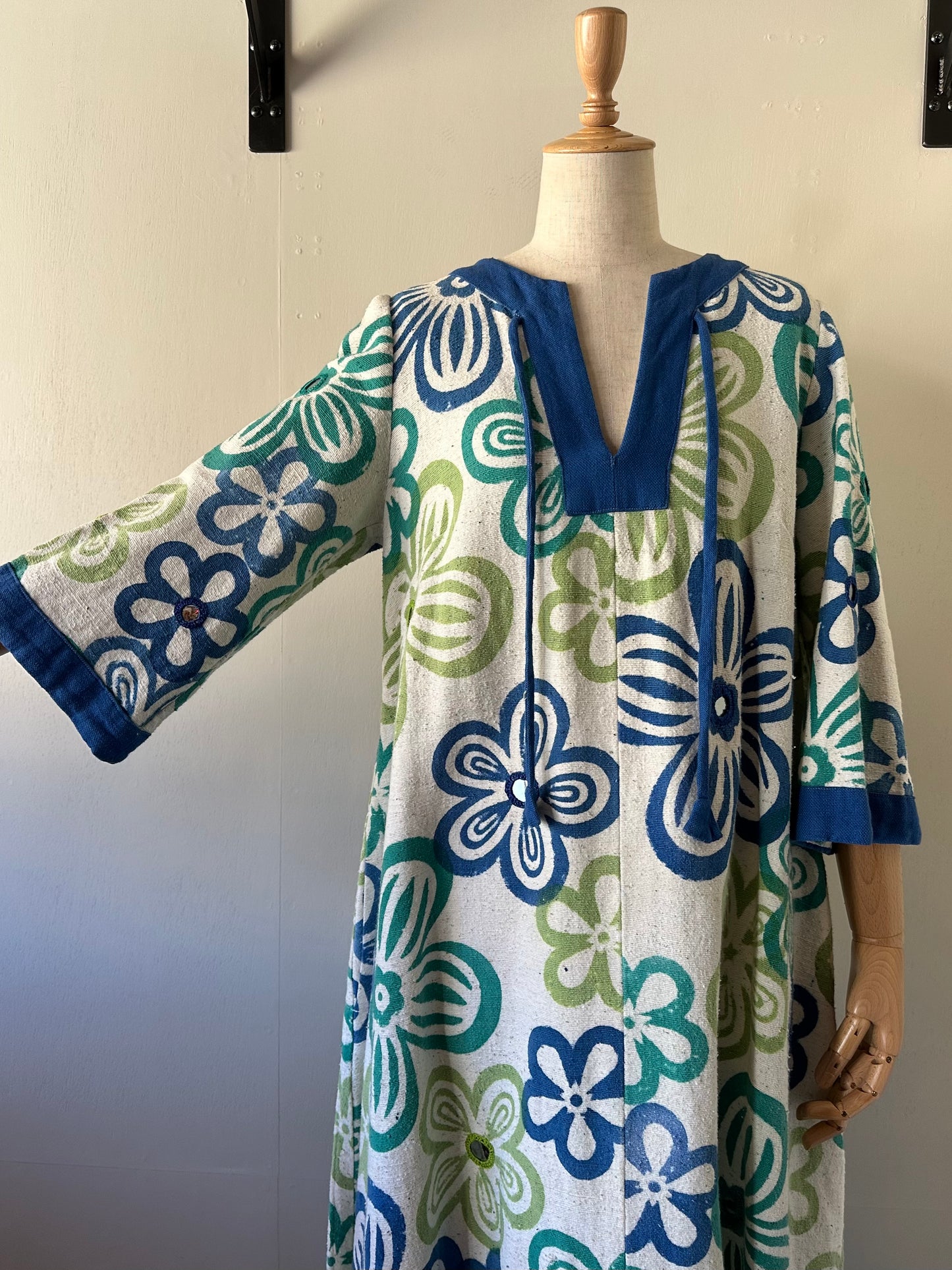 vintage floral mirror work dress