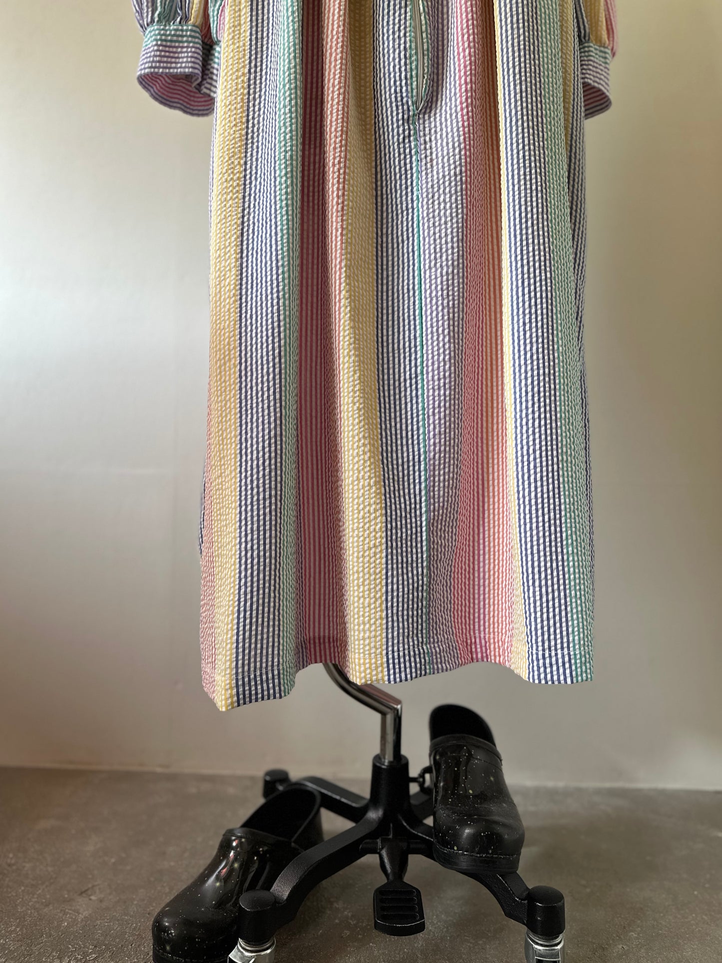 seersucker stripe zip up dress