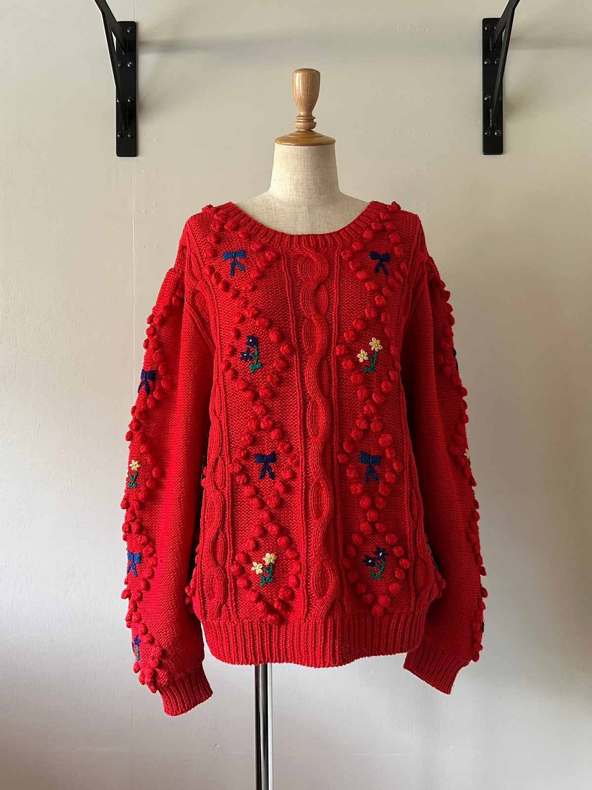 ribbon×flower knit sweater
