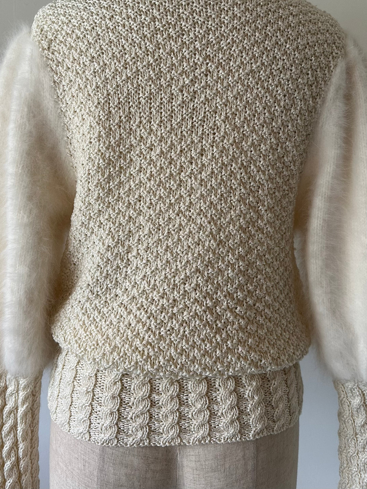 fur sleeve design knit tops
