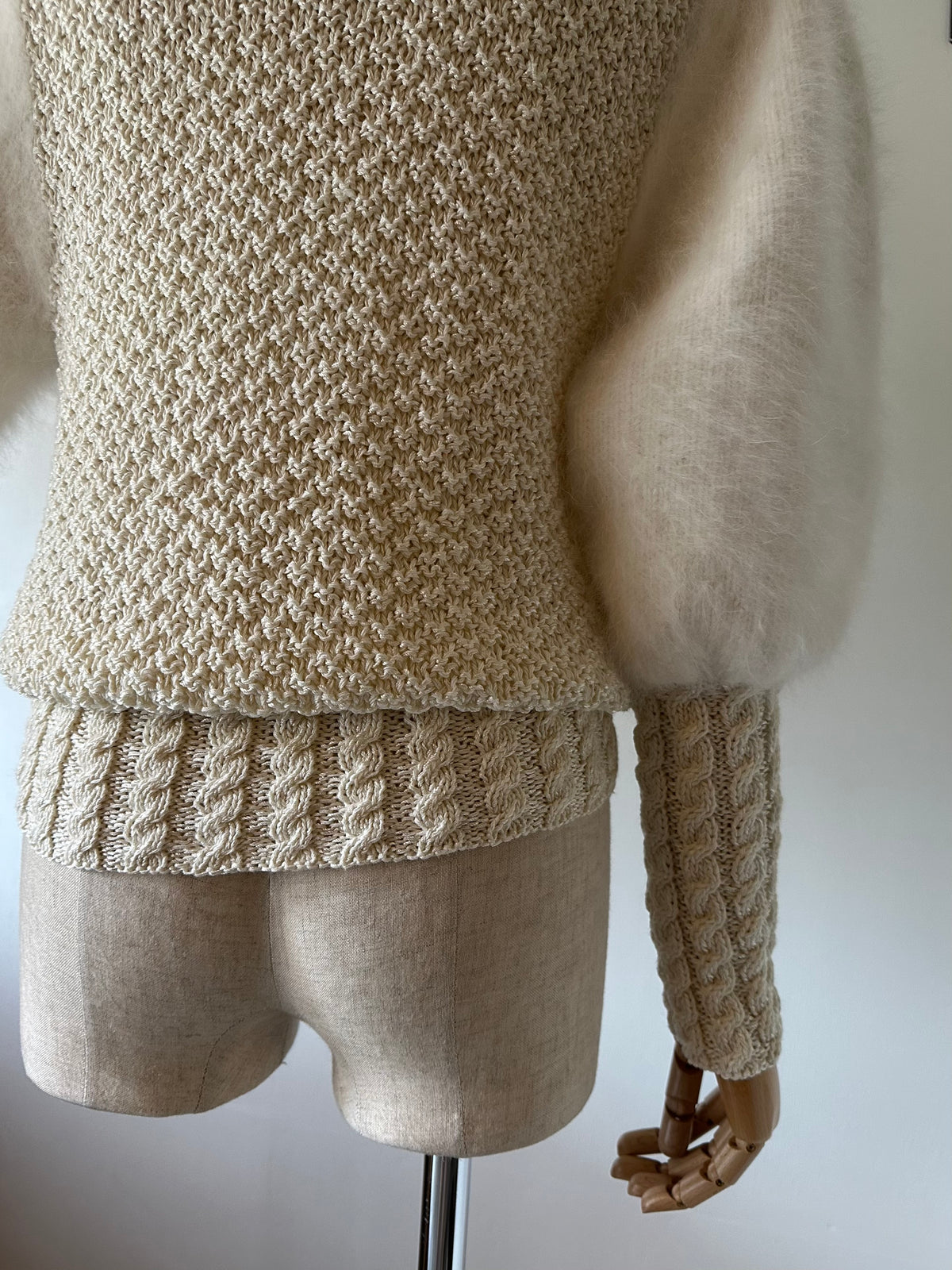 fur sleeve design knit tops