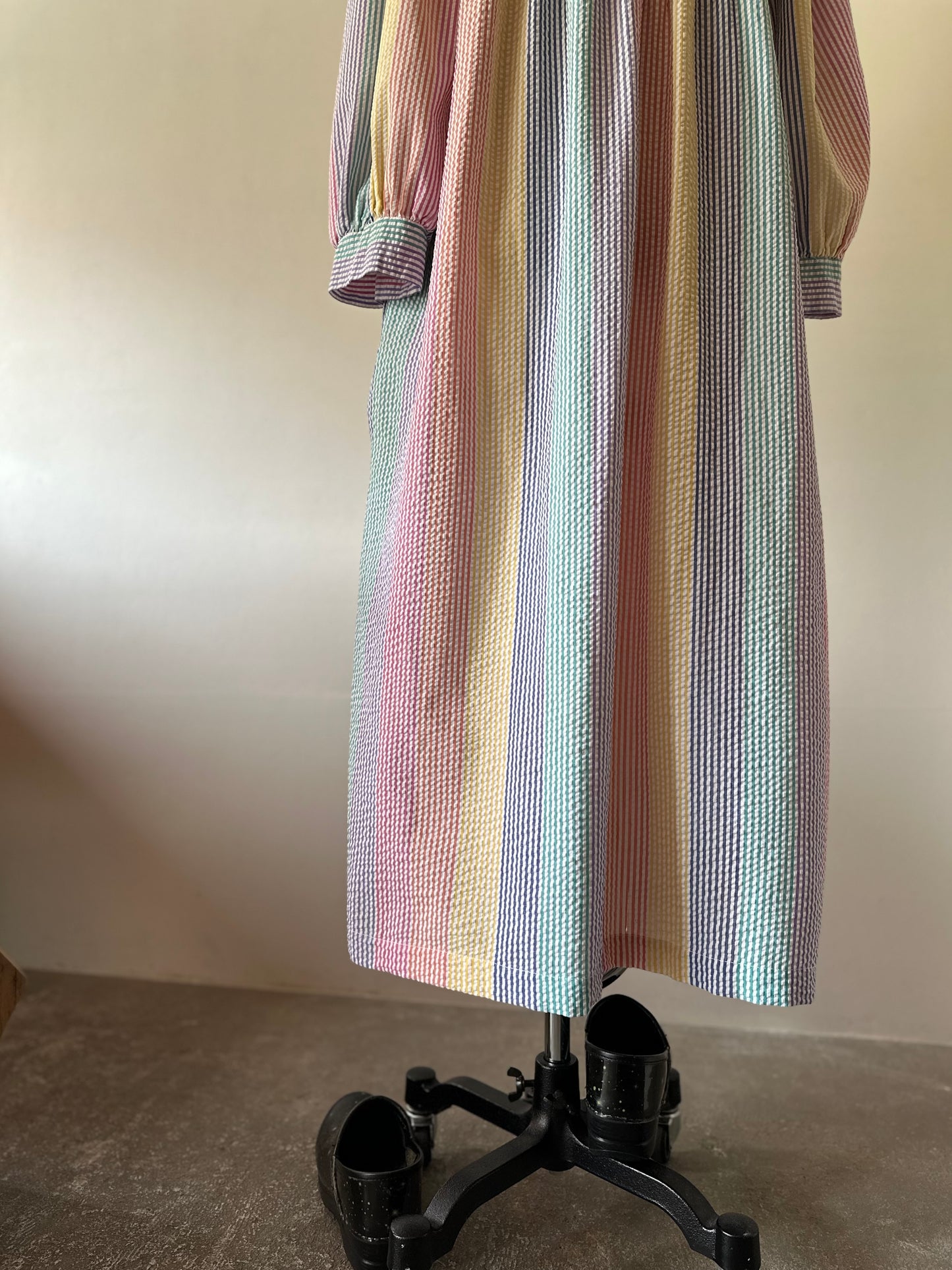 seersucker stripe zip up dress