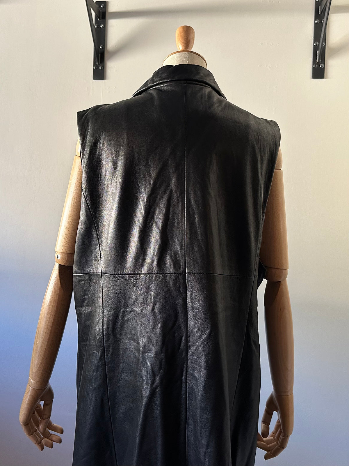 leather long vest