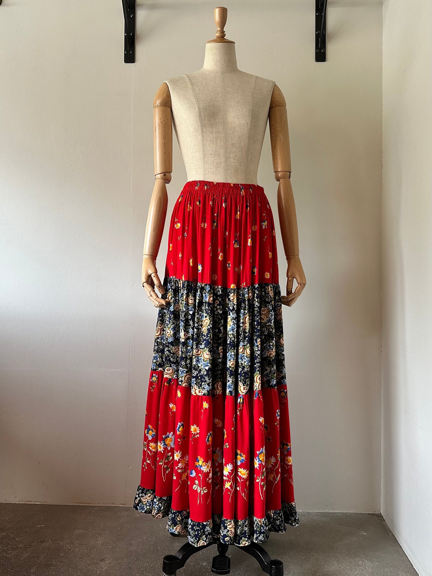 floral tiered maxi skirt