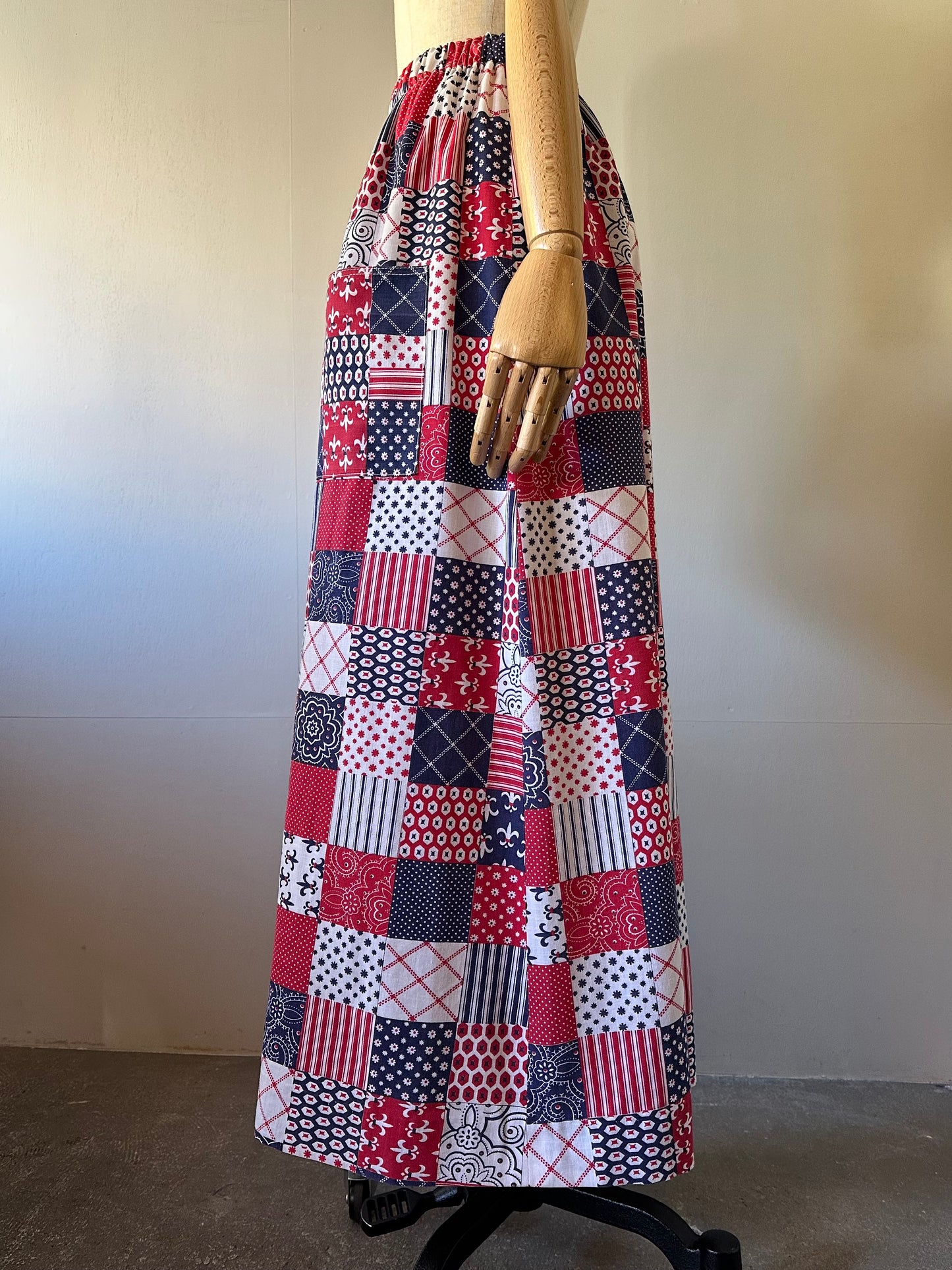 patchwork pattern maxi skirt