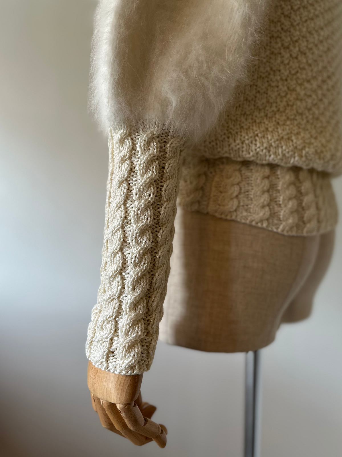 fur sleeve design knit tops