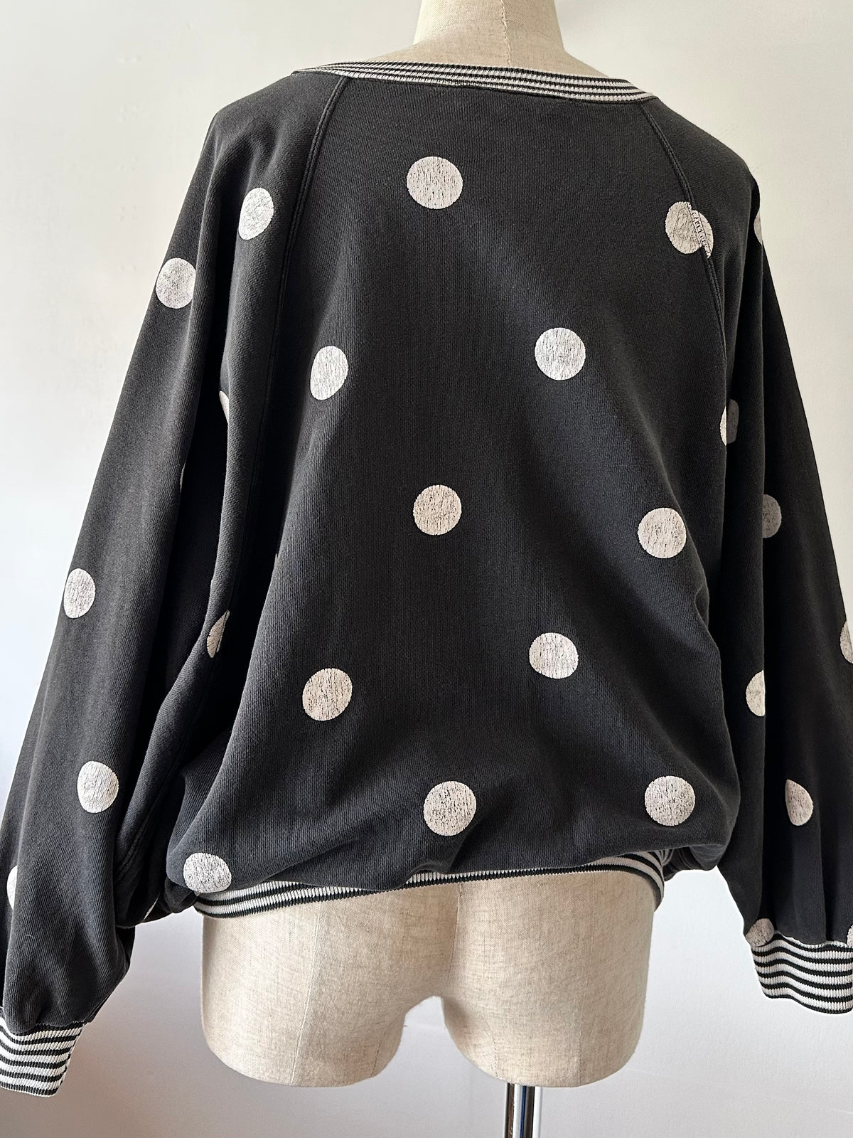dots stripe dolman sleeve tops