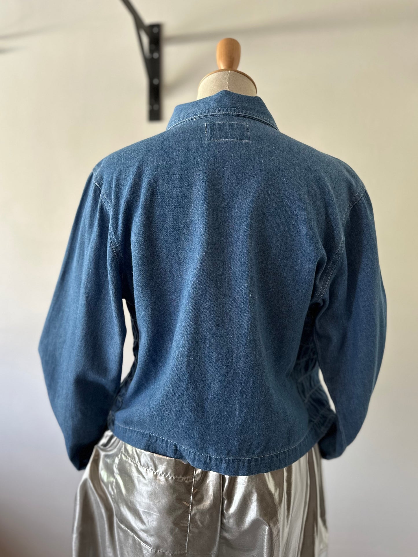zip up shirring shirt