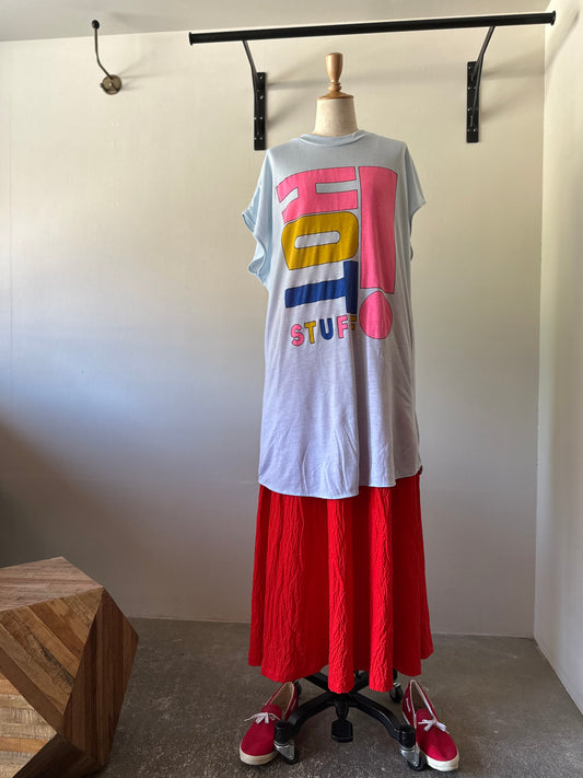 sleeveless print T-shirt
