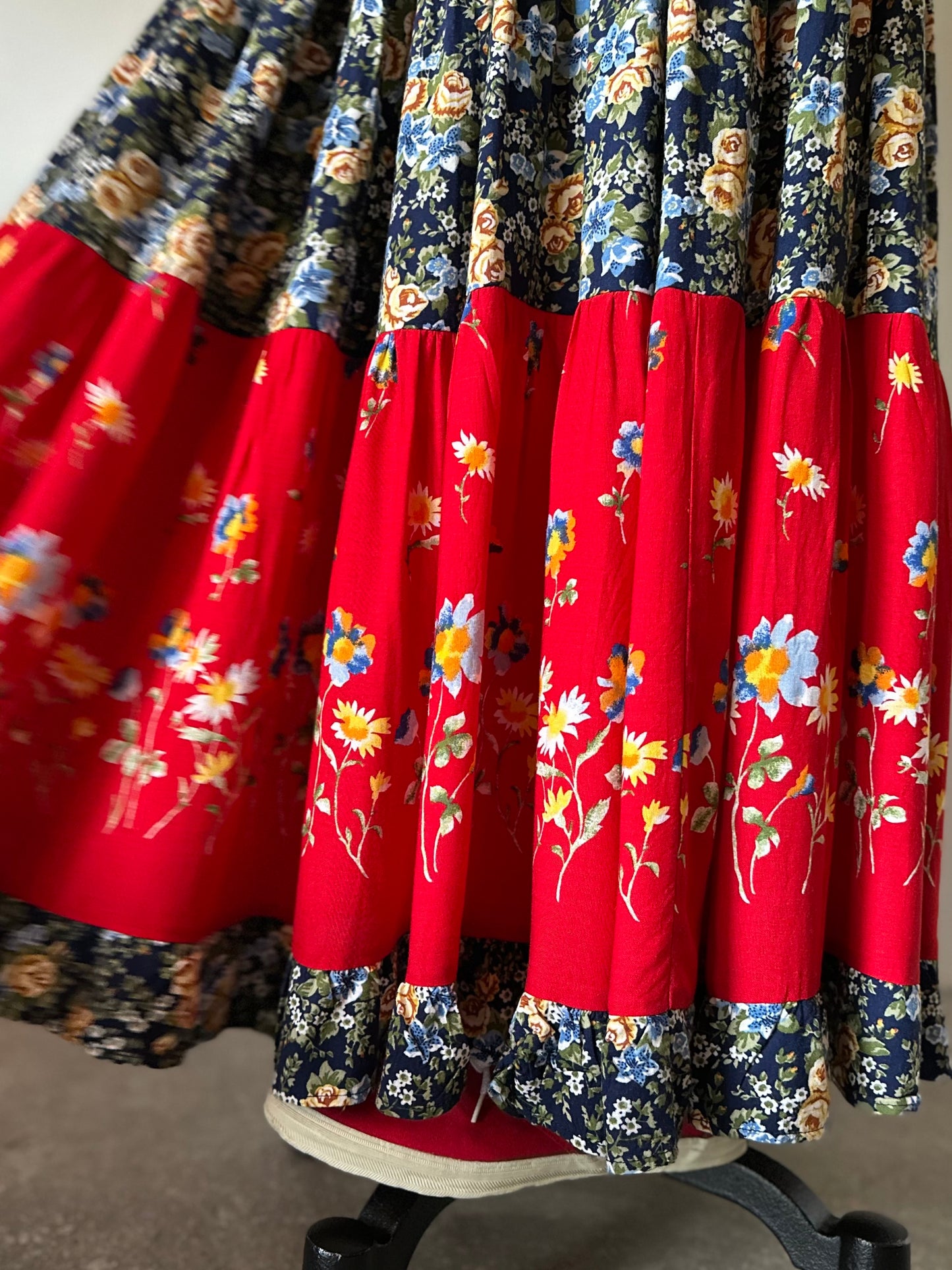 floral tiered maxi skirt