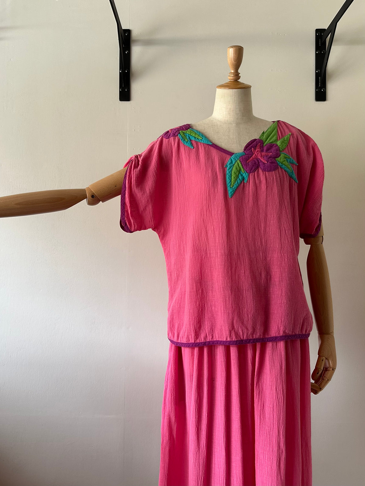 flower appliqué two-piece(set)