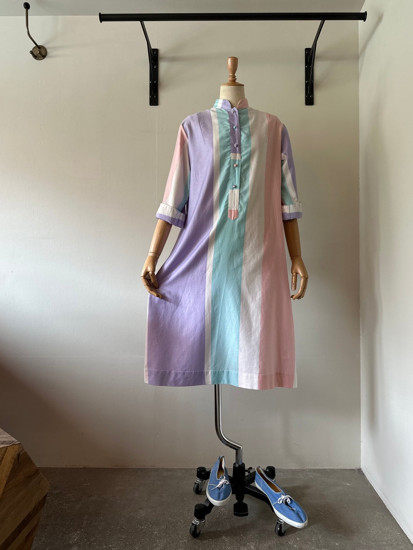 multi stripe shirt dress