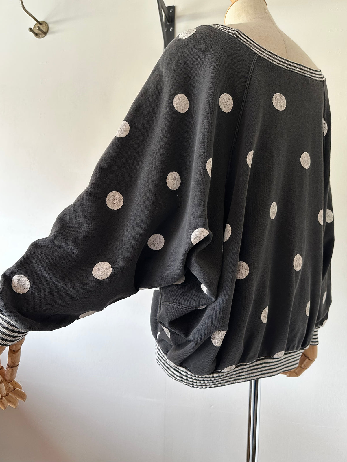 dots stripe dolman sleeve tops