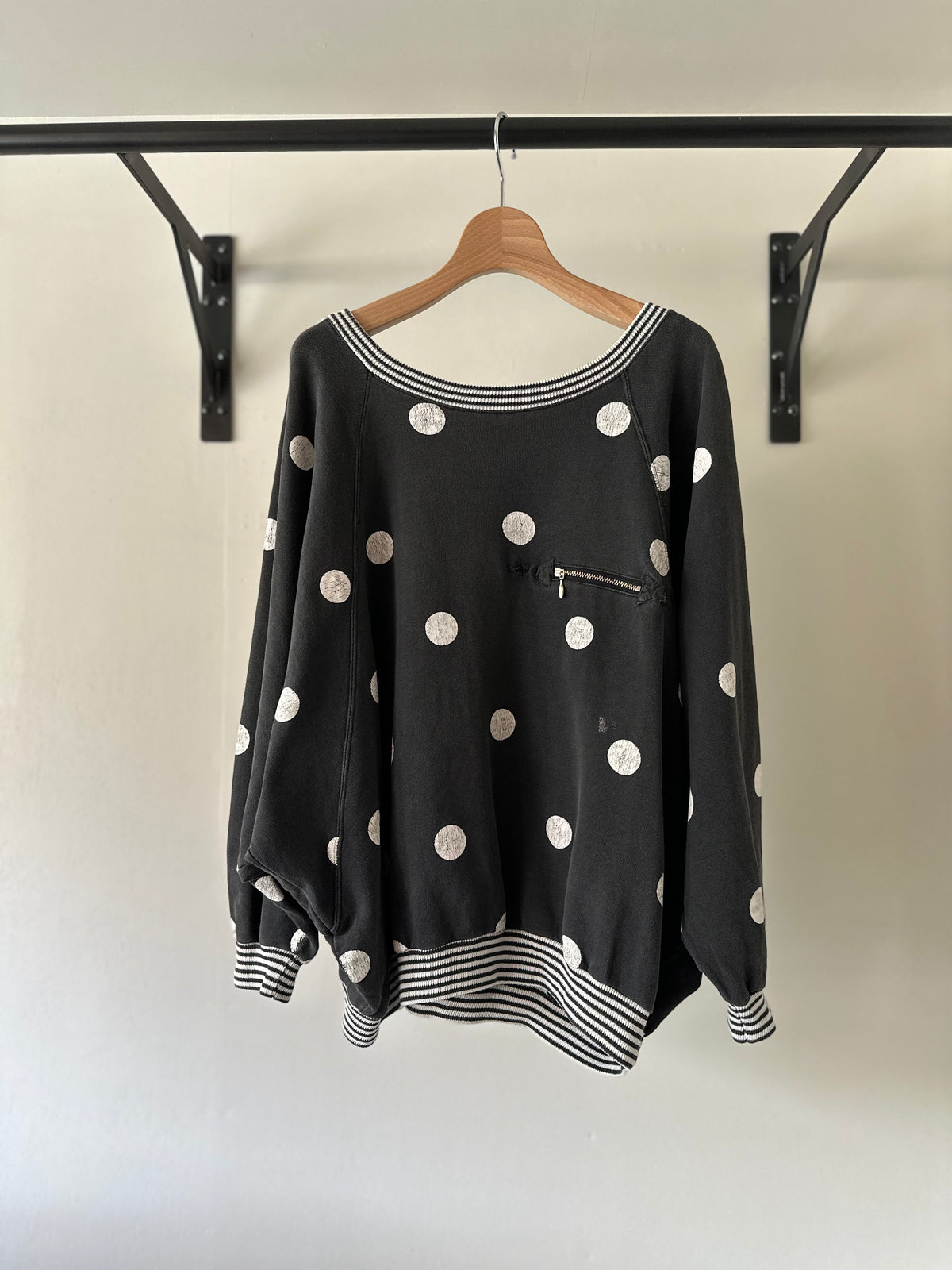 dots stripe dolman sleeve tops