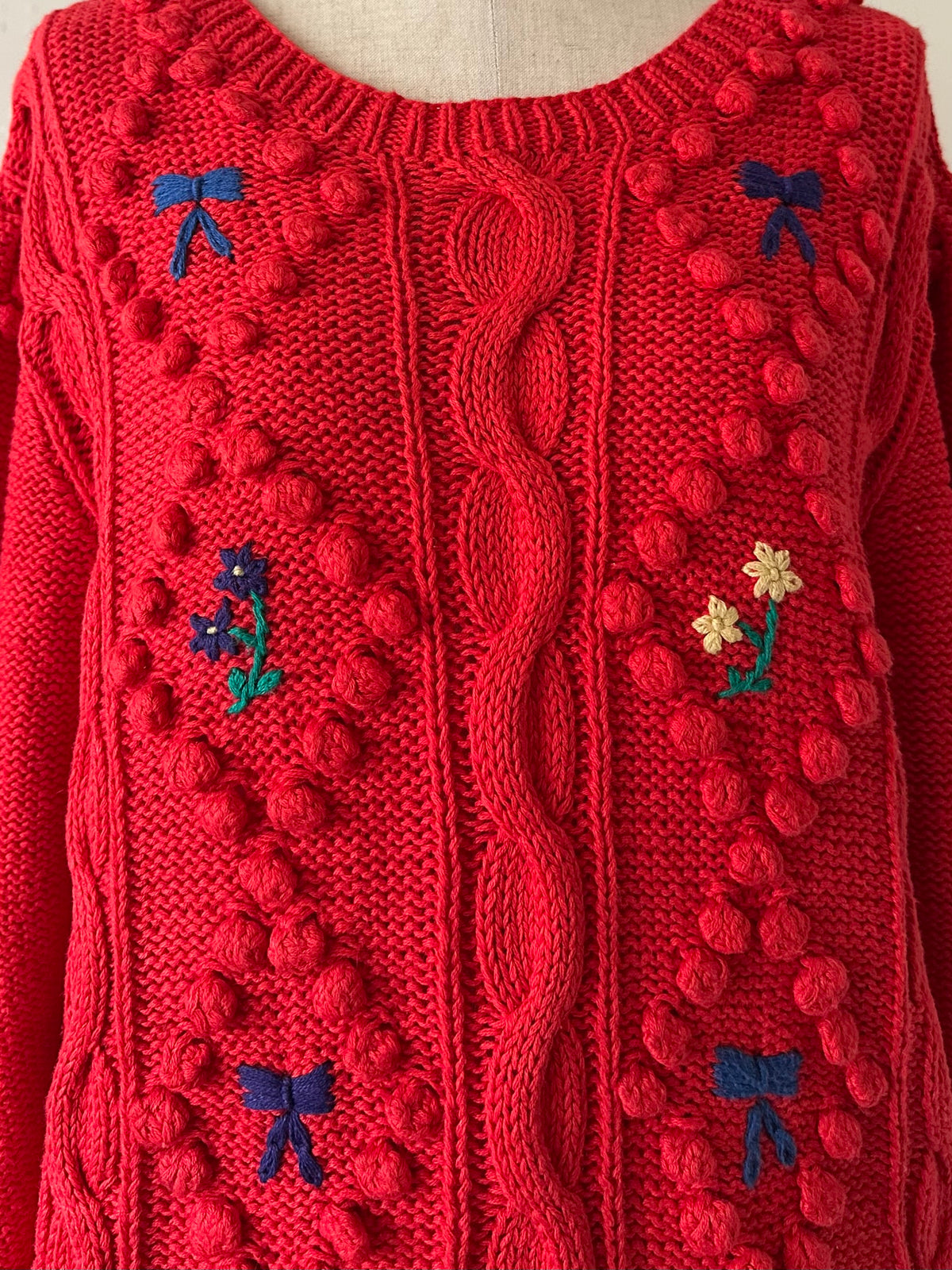 ribbon×flower knit sweater