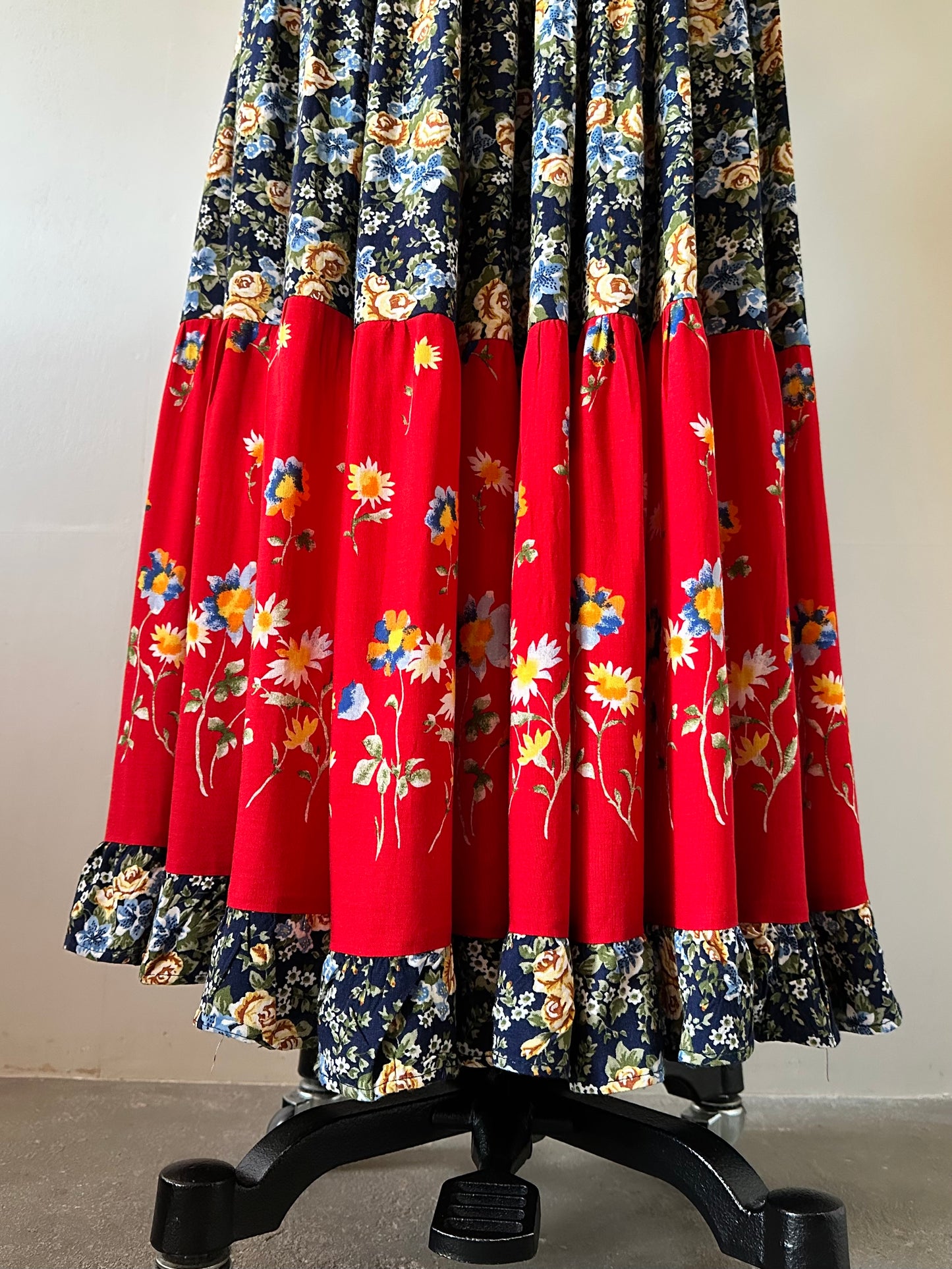 floral tiered maxi skirt