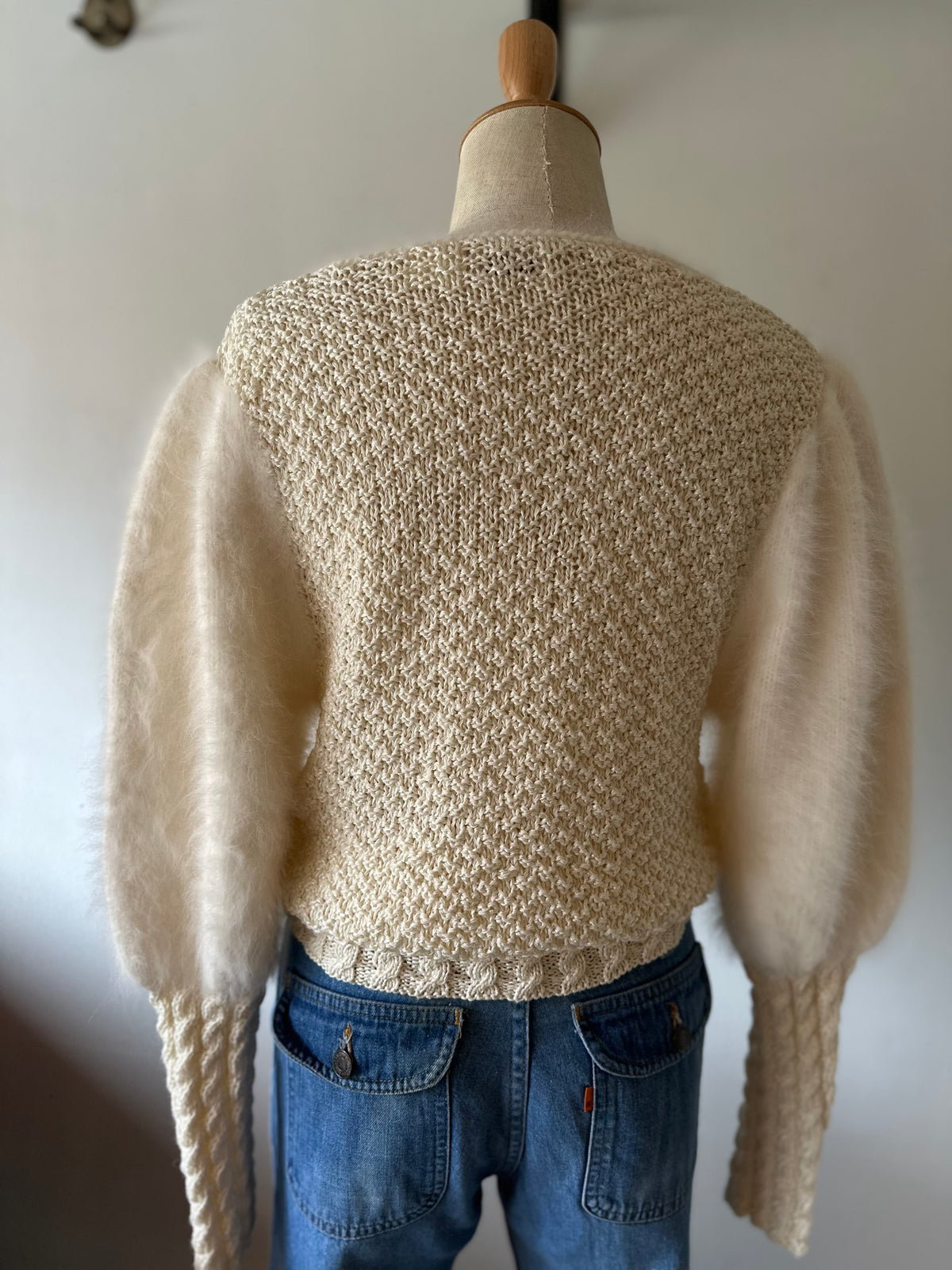 fur sleeve design knit tops