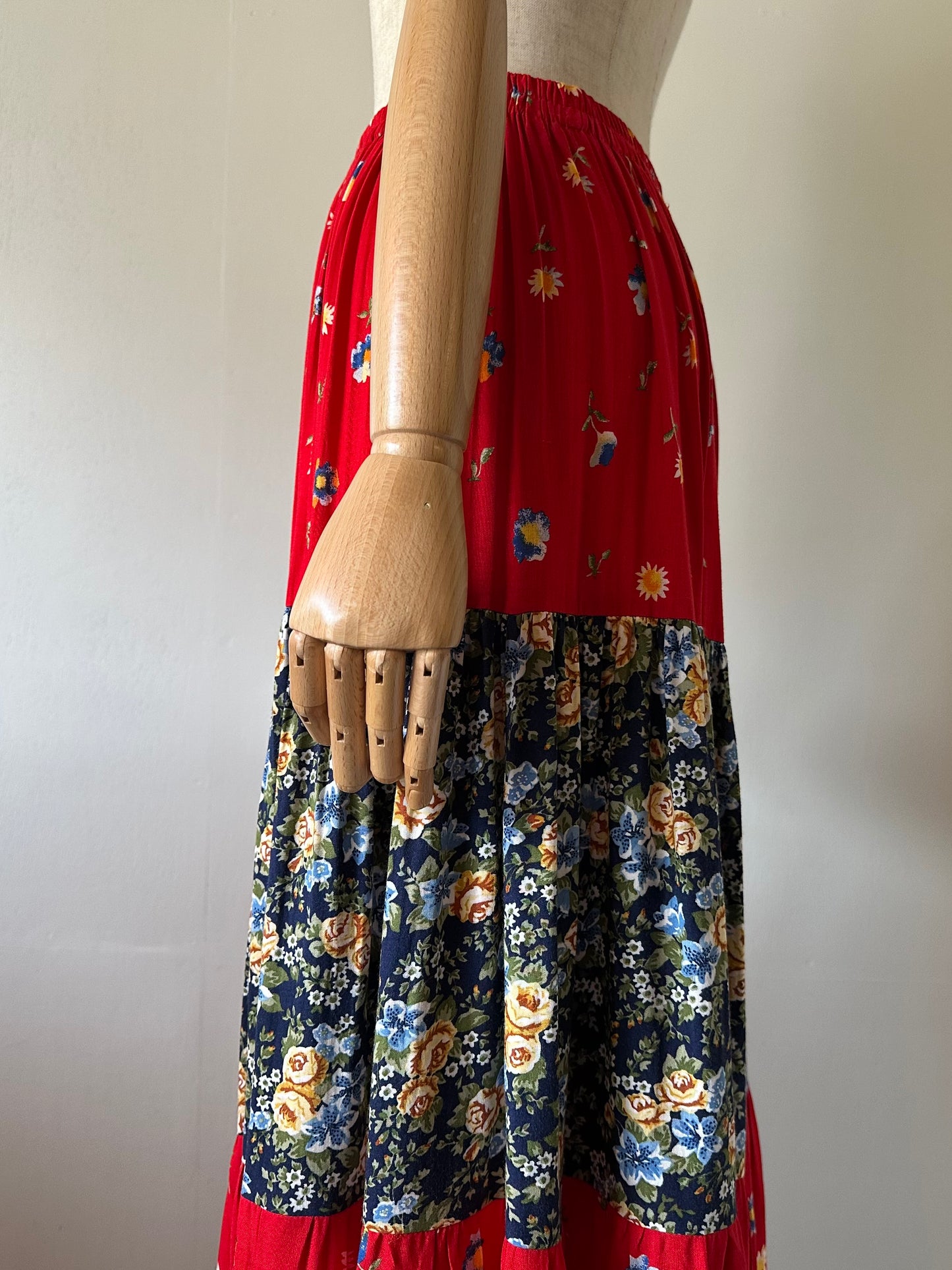 floral tiered maxi skirt
