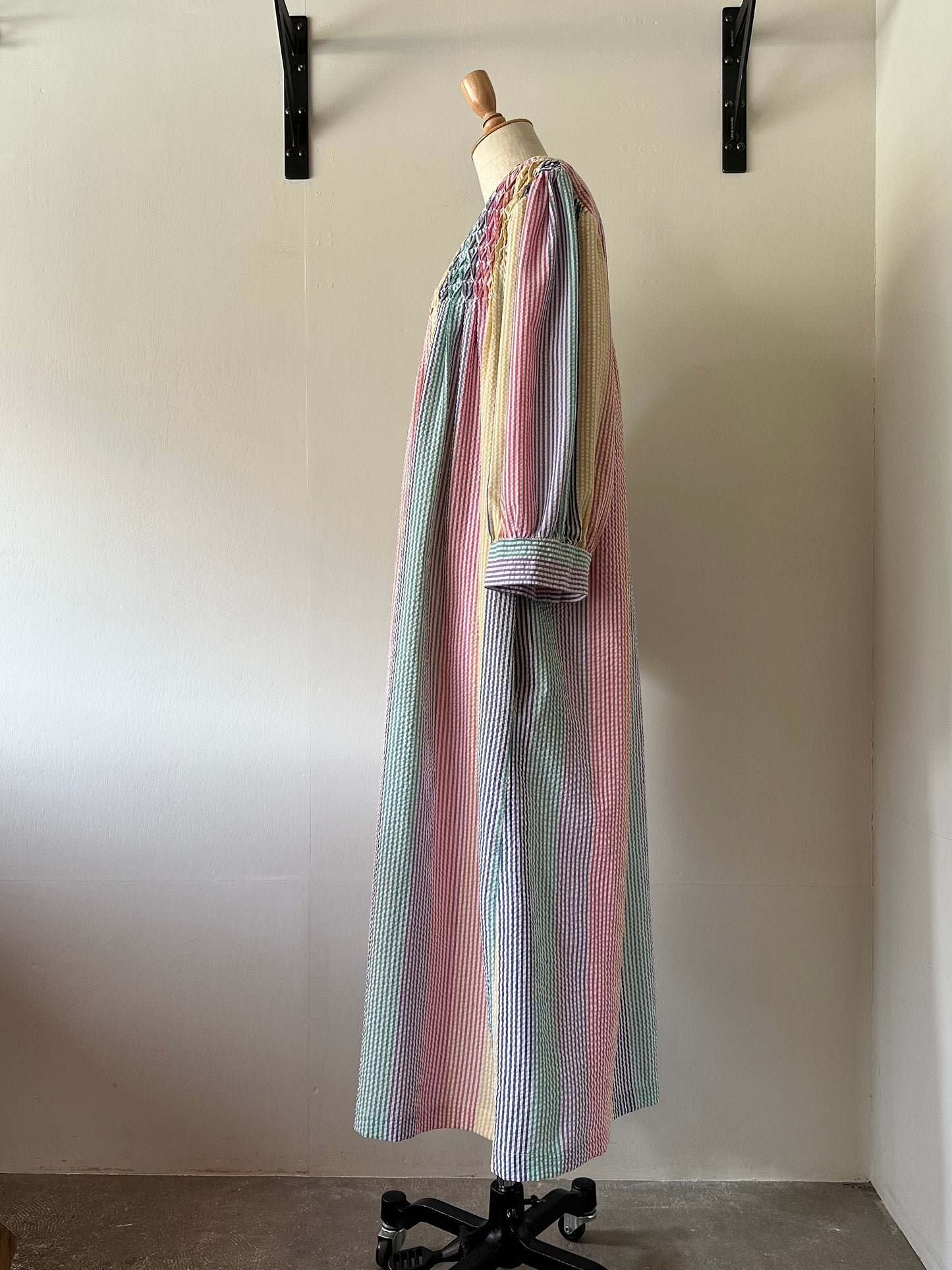 seersucker stripe zip up dress
