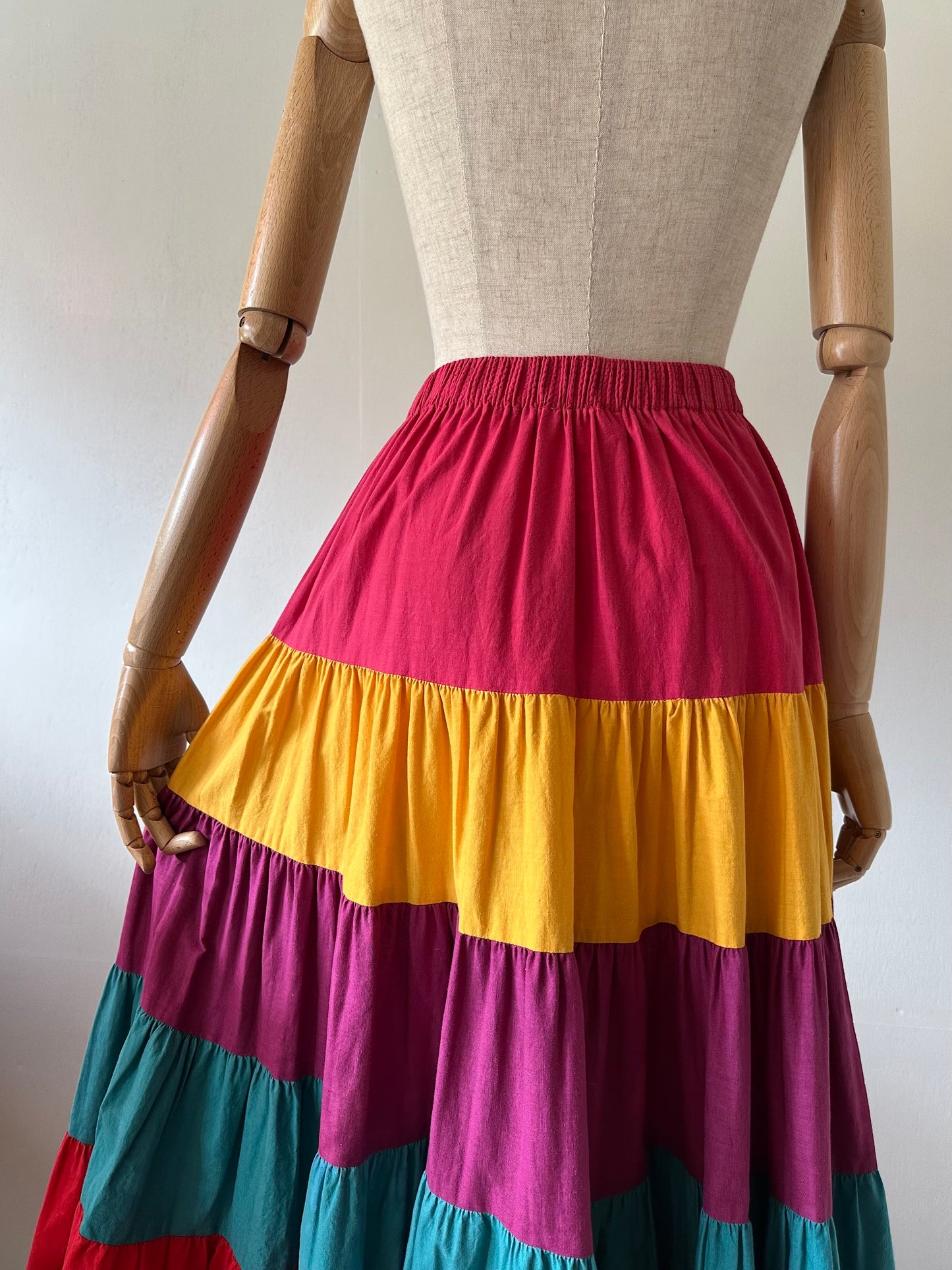 multicolored tiered skirt