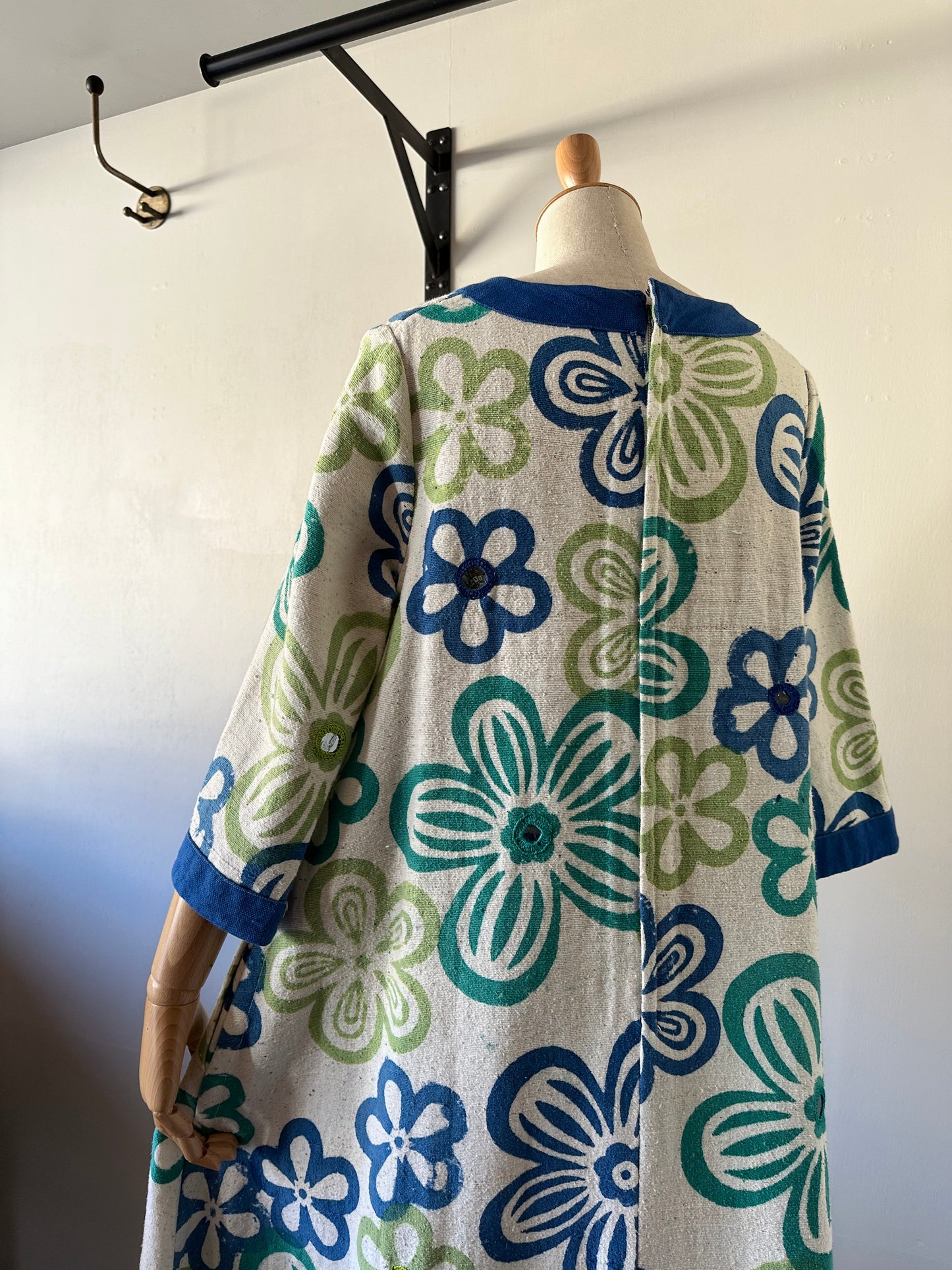 vintage floral mirror work dress