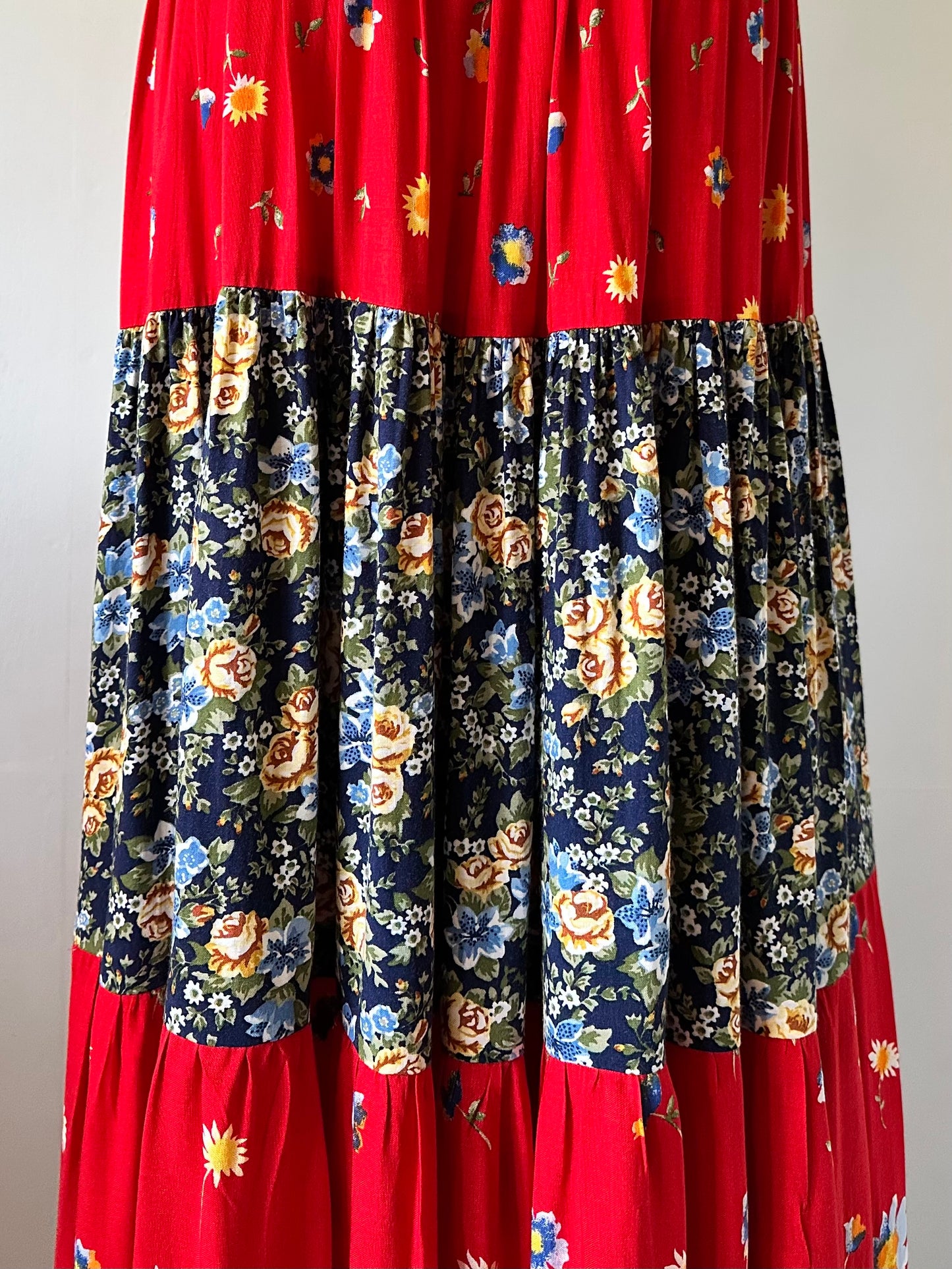 floral tiered maxi skirt