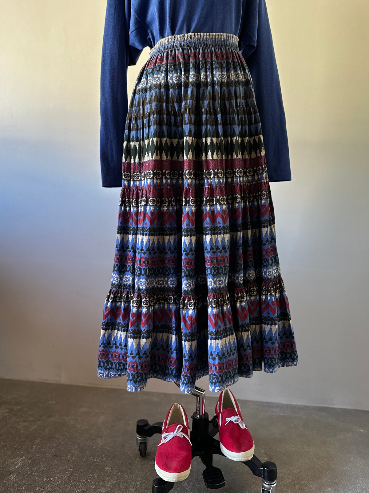 native pattern tiered skirt