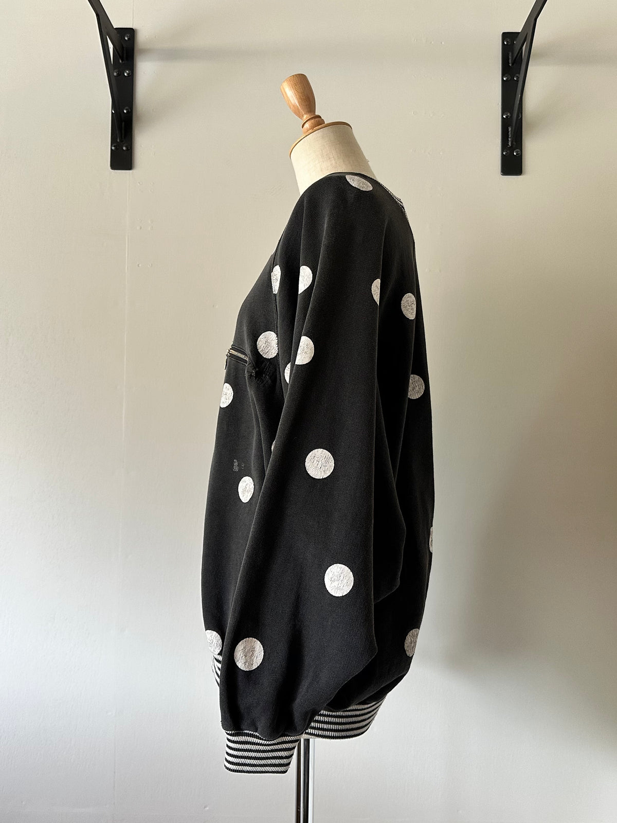 dots stripe dolman sleeve tops