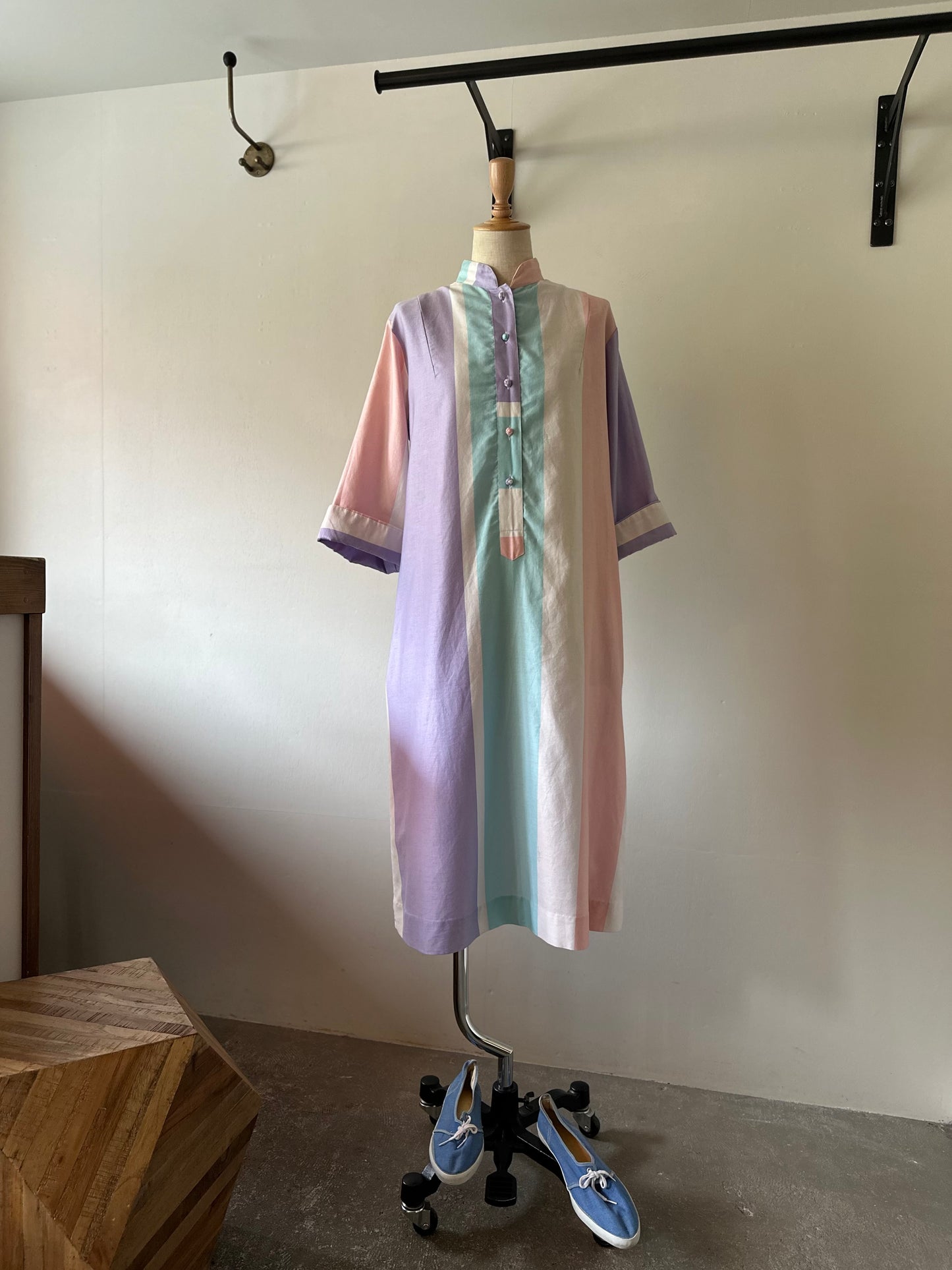 multi stripe shirt dress