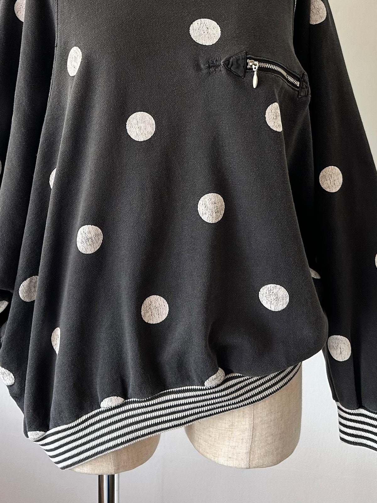 dots stripe dolman sleeve tops