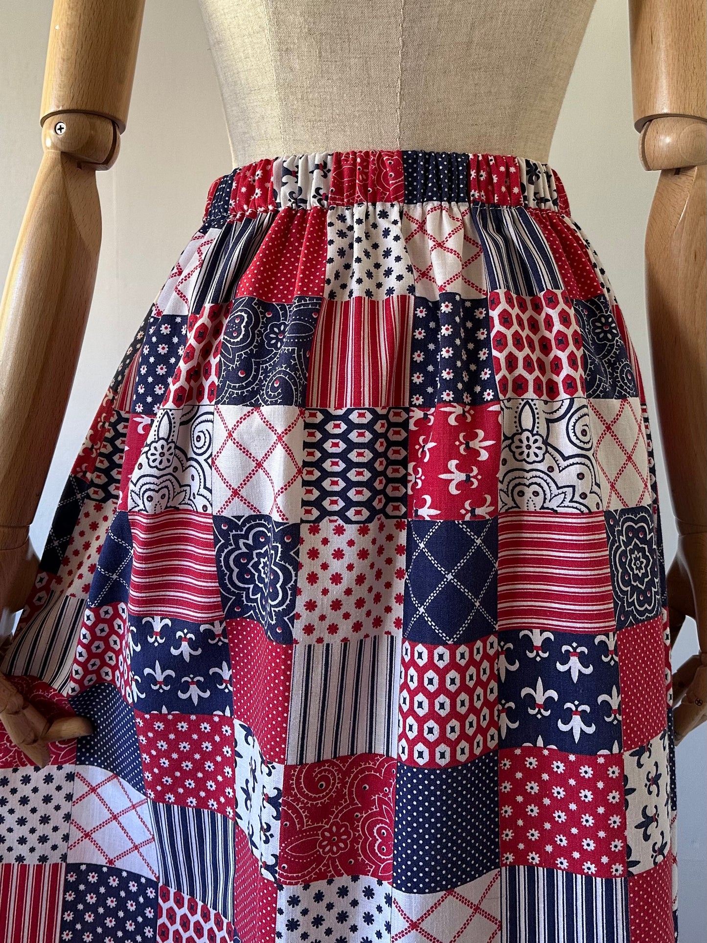 patchwork pattern maxi skirt