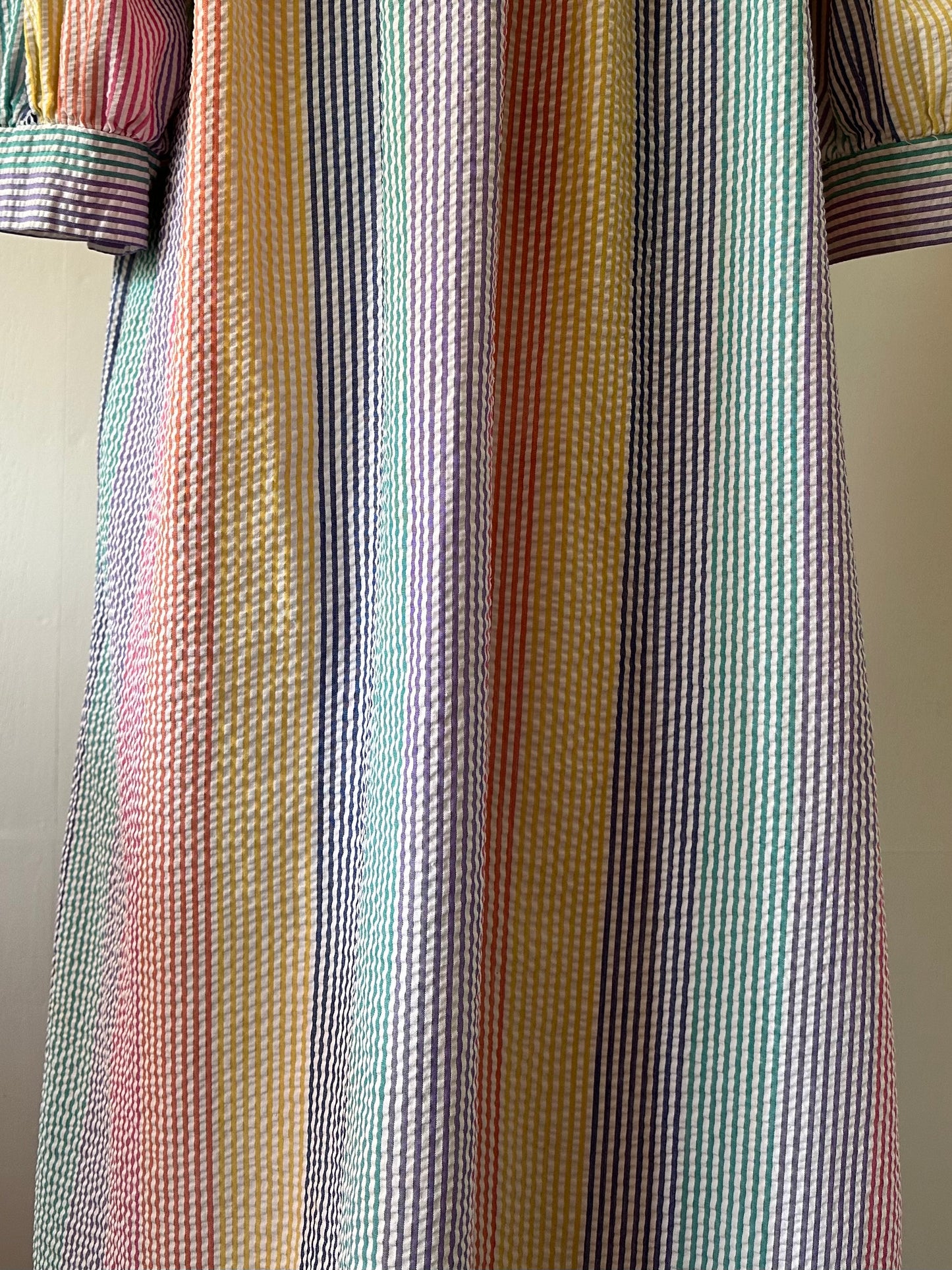 seersucker stripe zip up dress