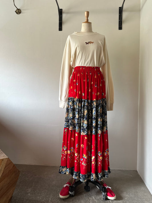 floral tiered maxi skirt