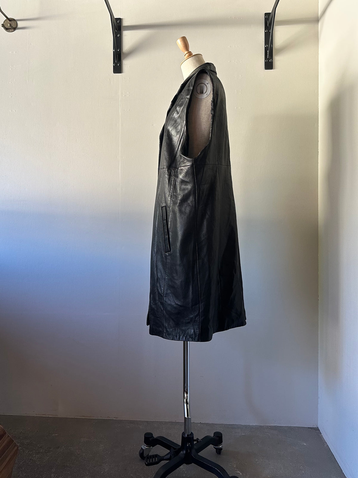 leather long vest