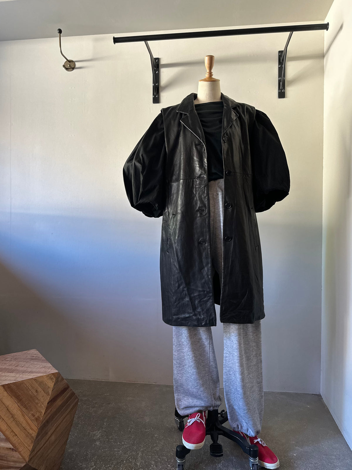 leather long vest