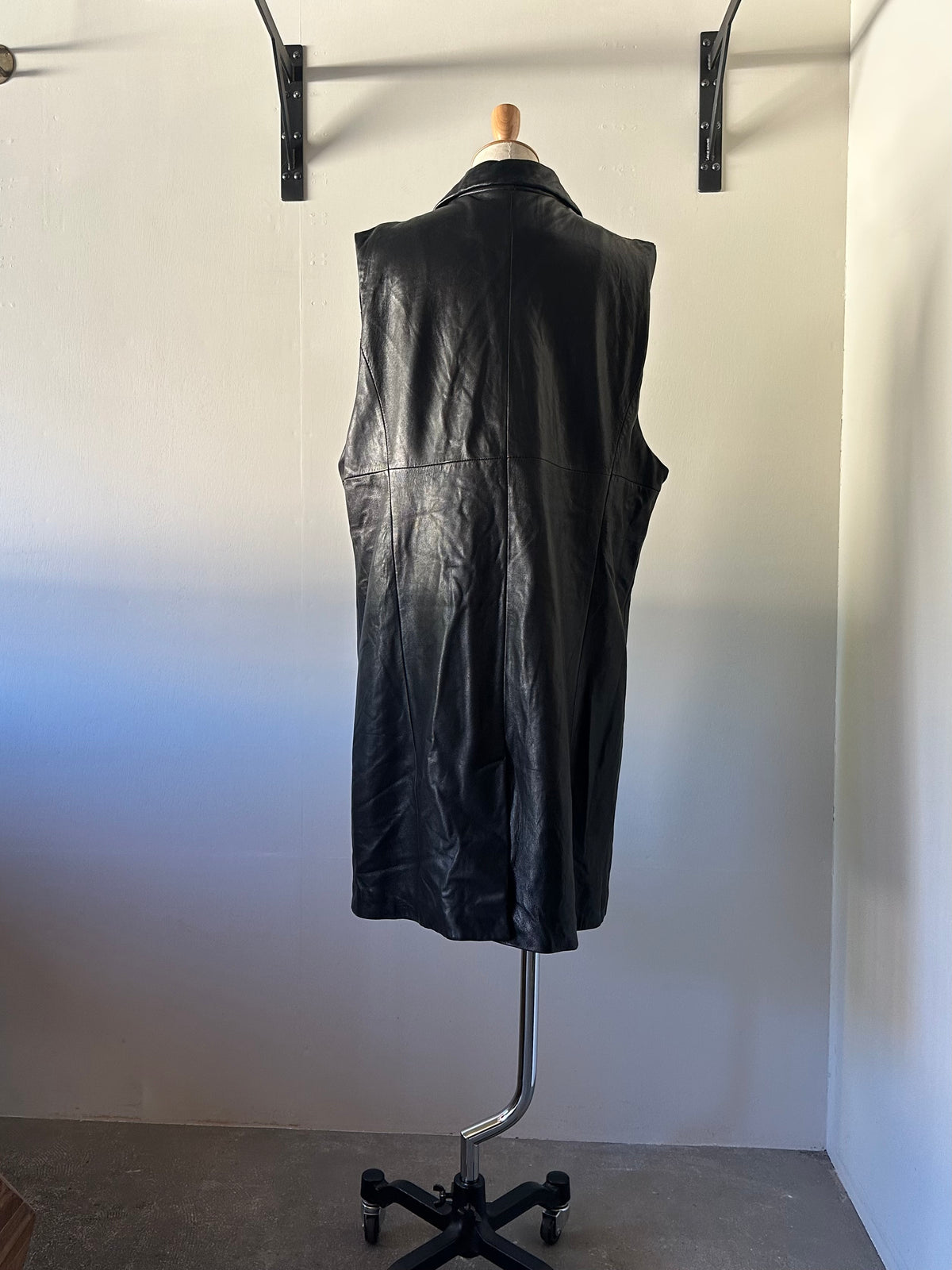 leather long vest