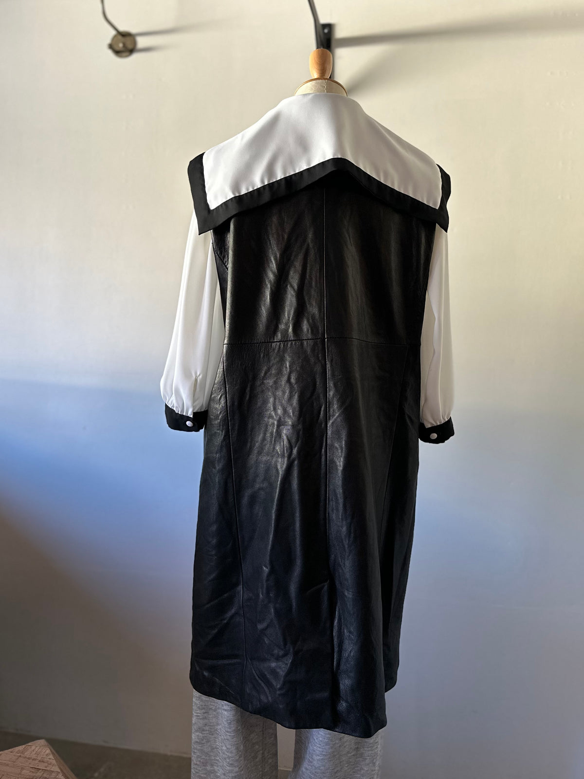 leather long vest