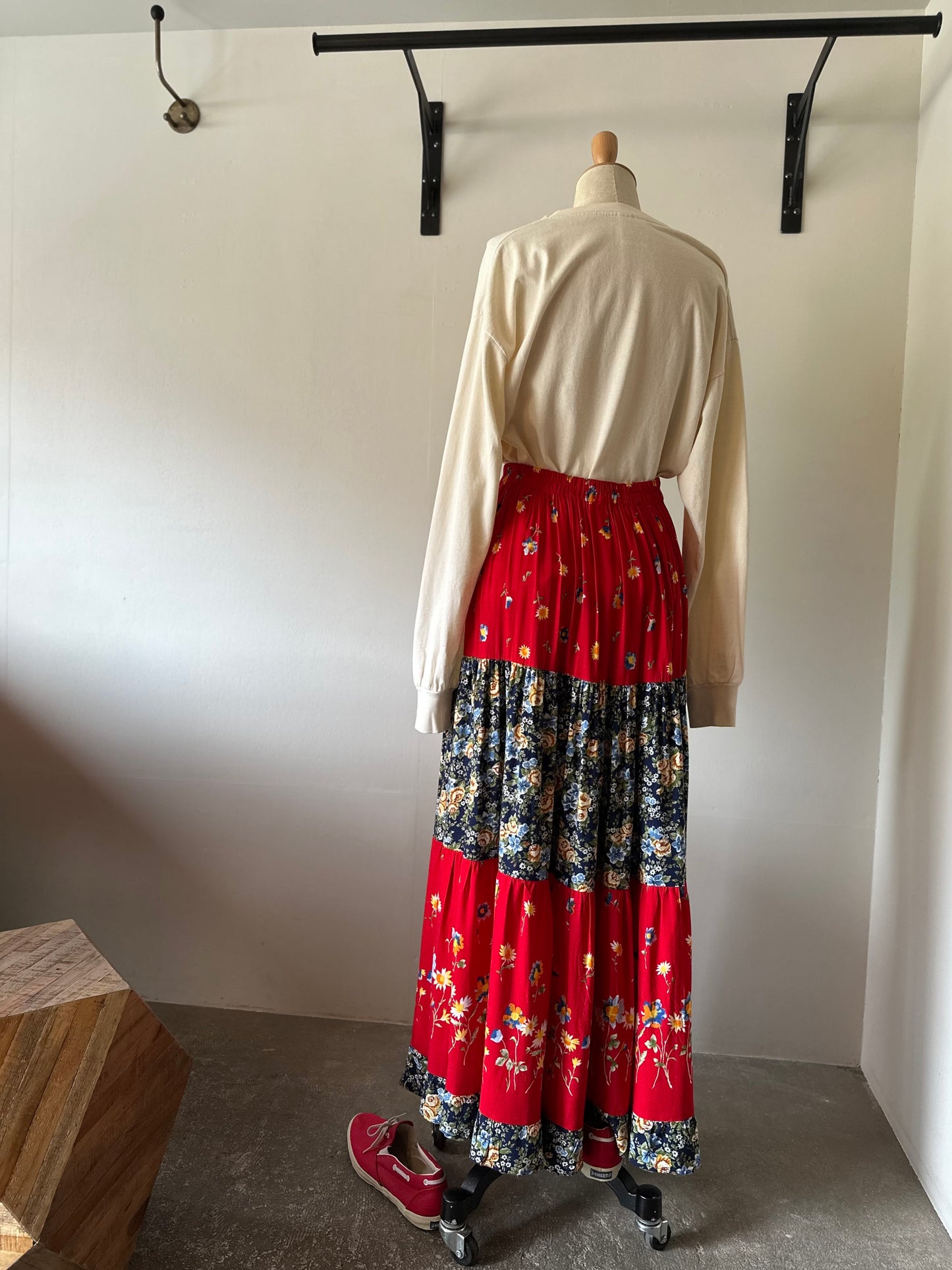 floral tiered maxi skirt