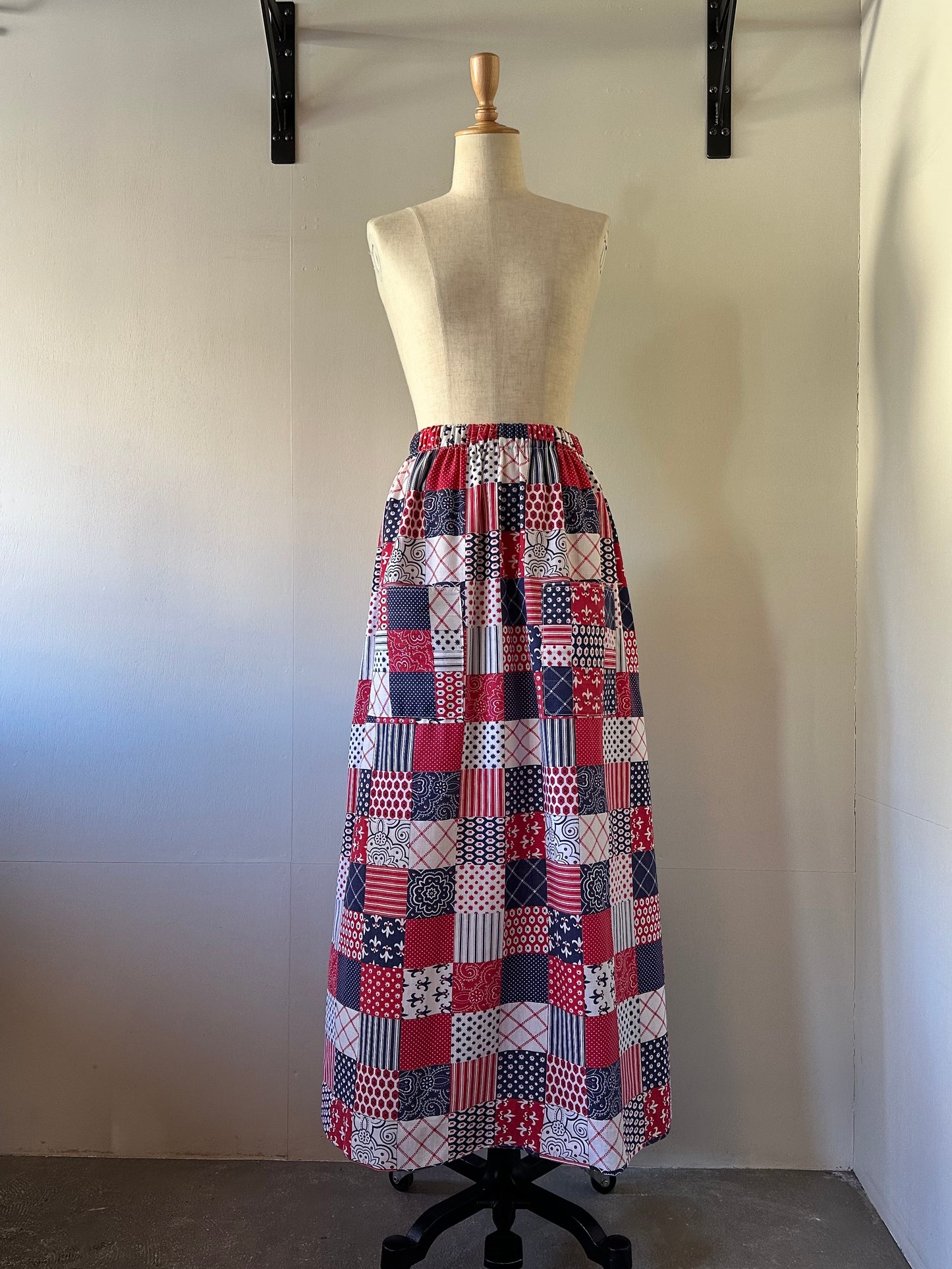 patchwork pattern maxi skirt