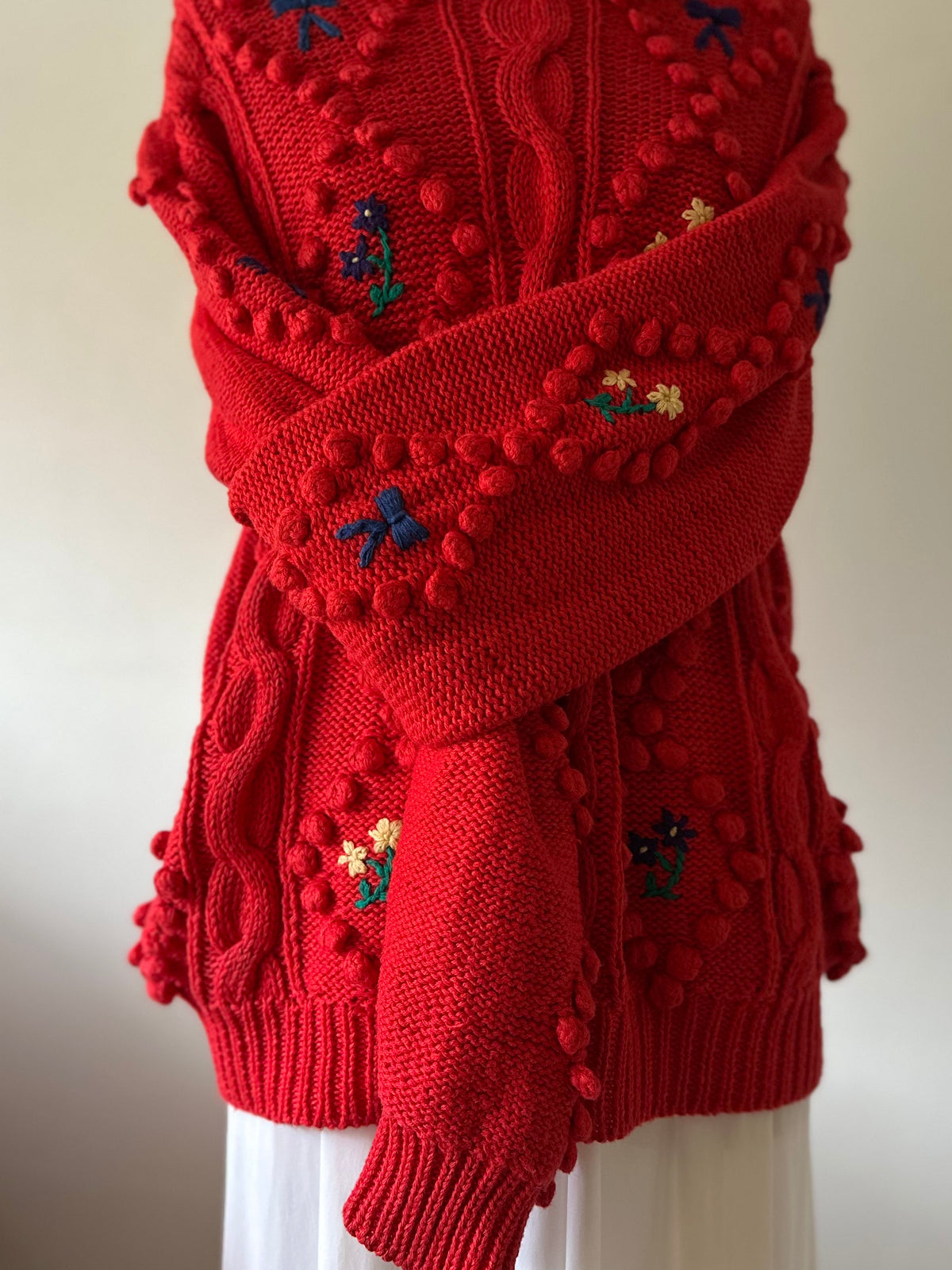 ribbon×flower knit sweater