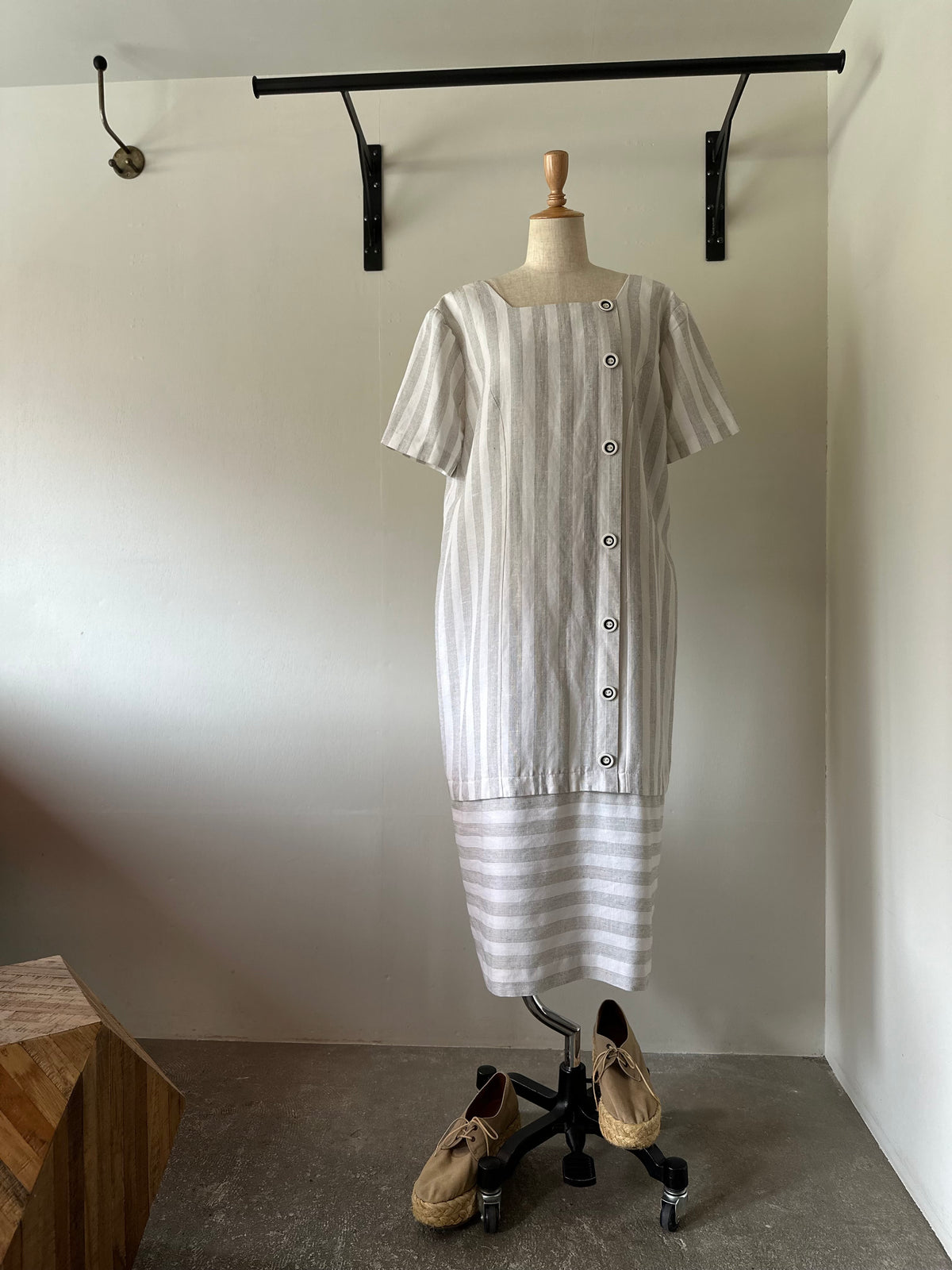 stripe switching dress
