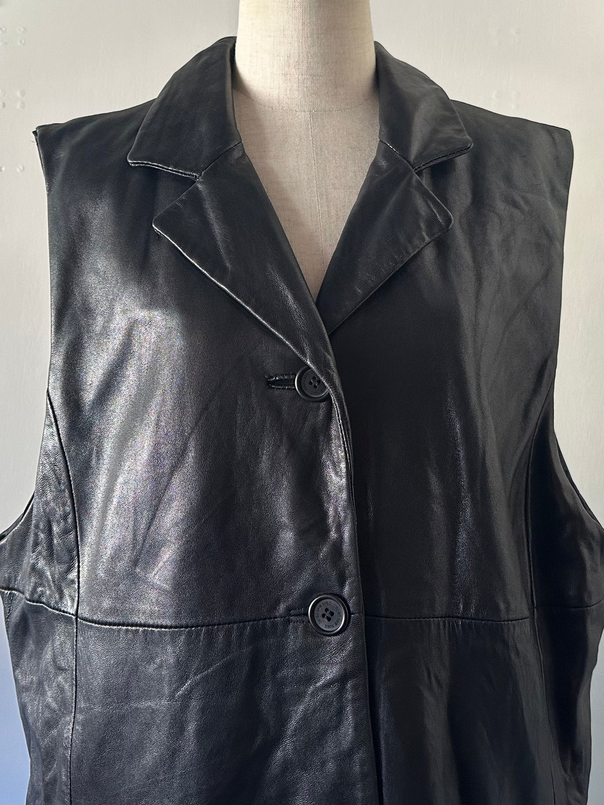 leather long vest