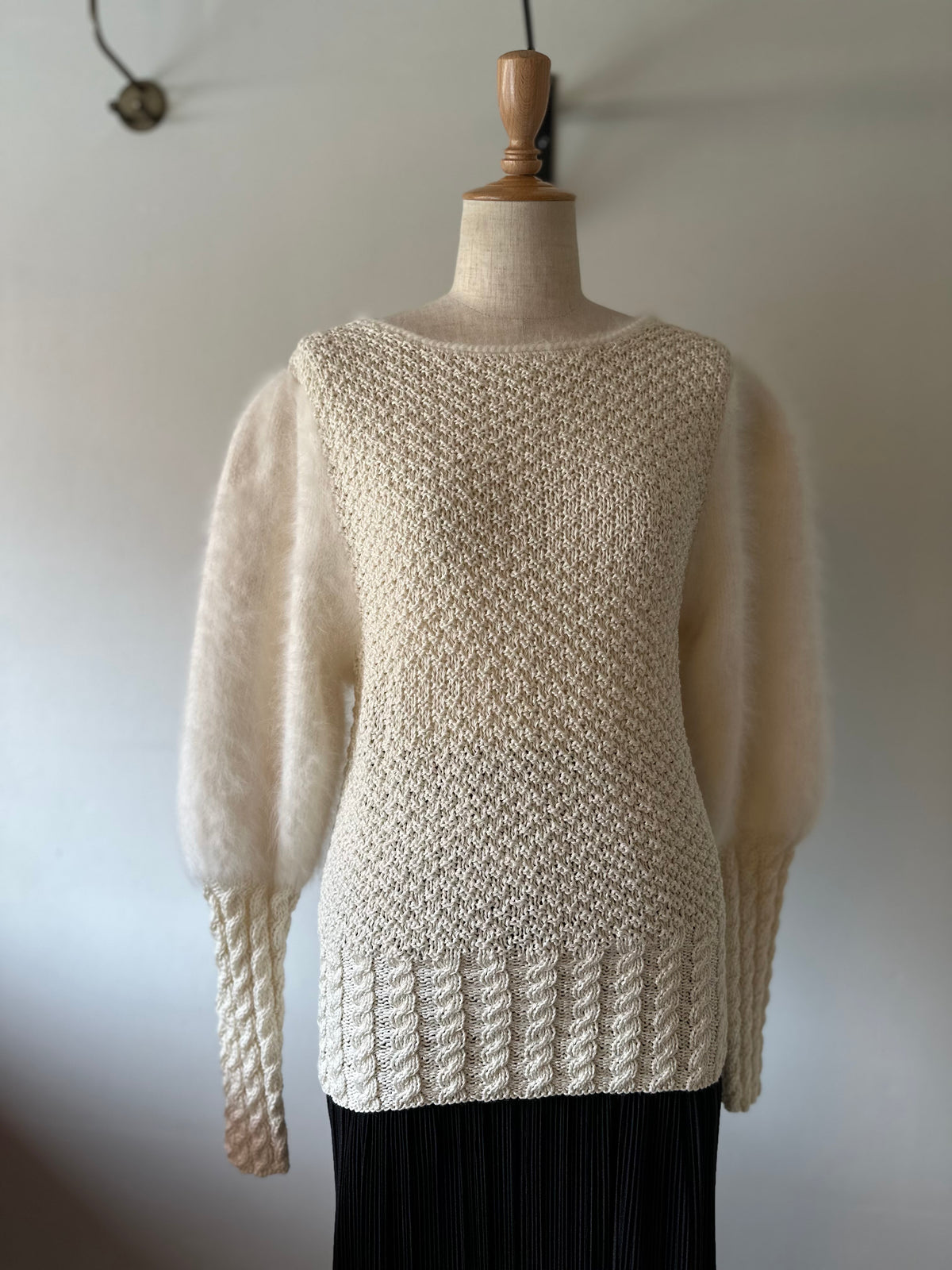 fur sleeve design knit tops