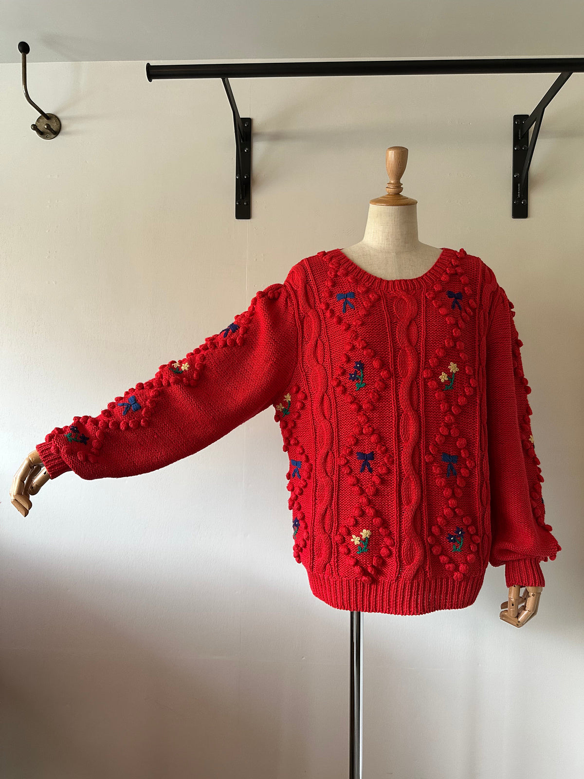 ribbon×flower knit sweater