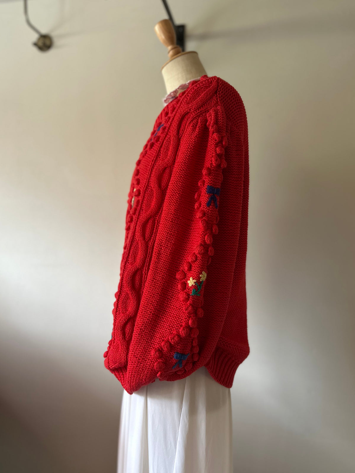 ribbon×flower knit sweater