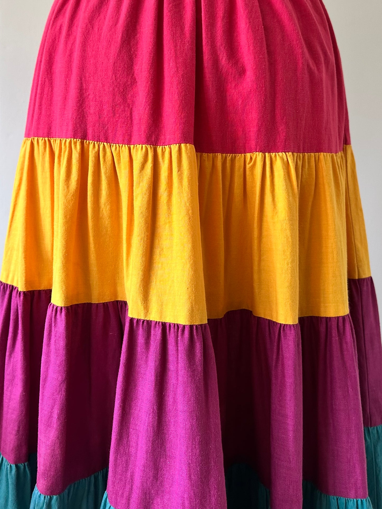 multicolored tiered skirt