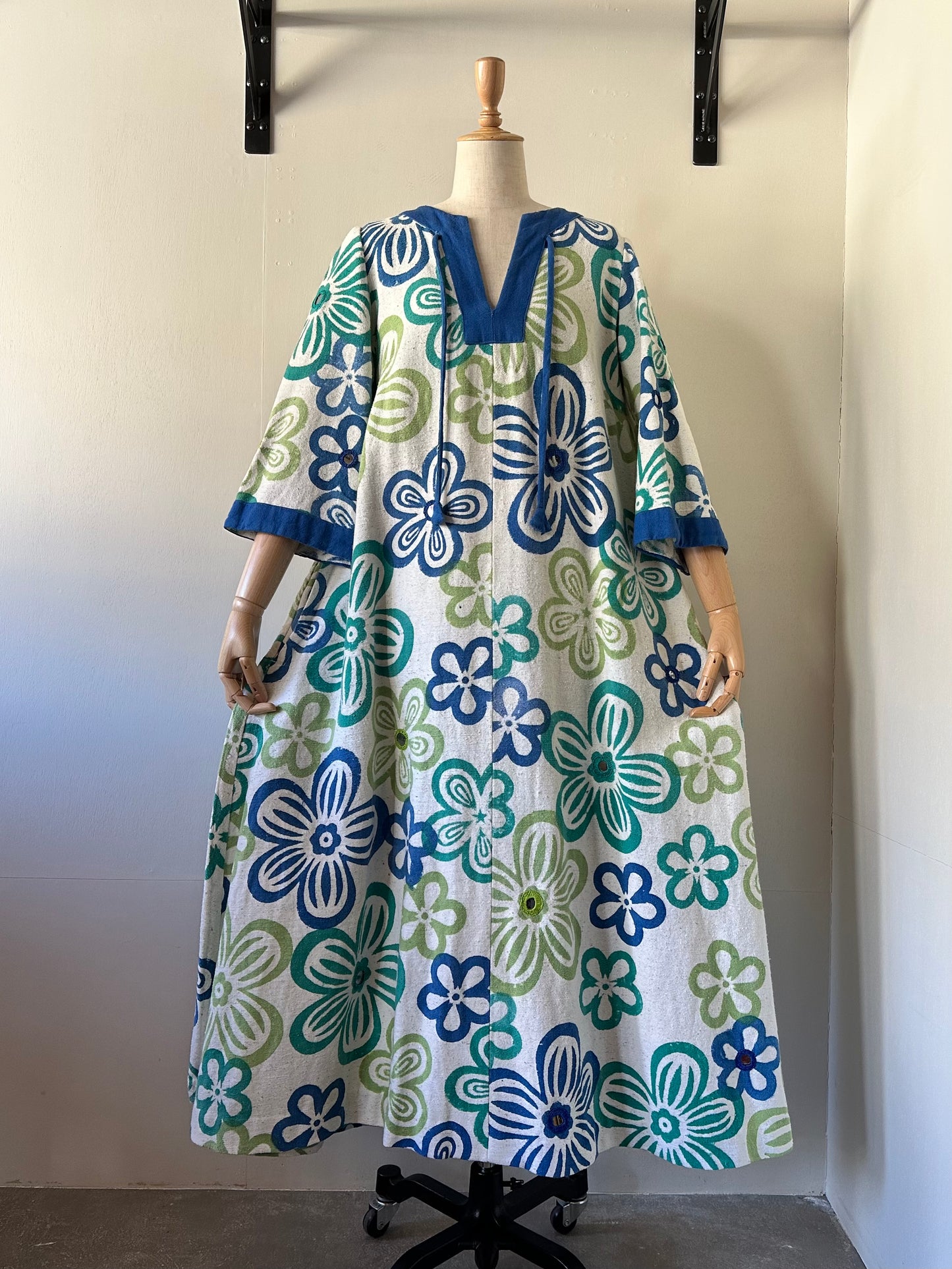 vintage floral mirror work dress