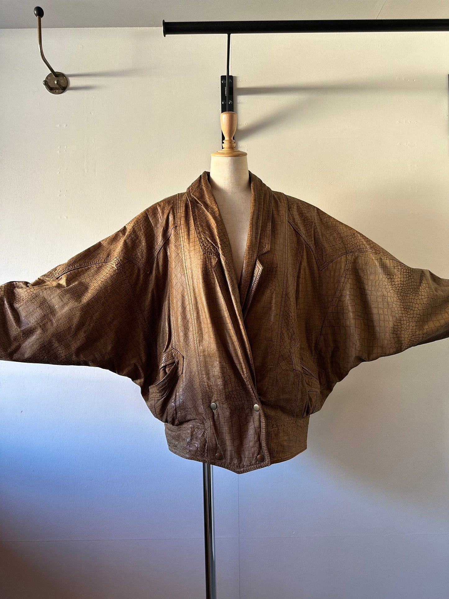 dolman sleeve leather jacket